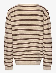 Petit Piao - Cardigan Knit Pattern Stripe - koftor - off white/ brown melange - 1