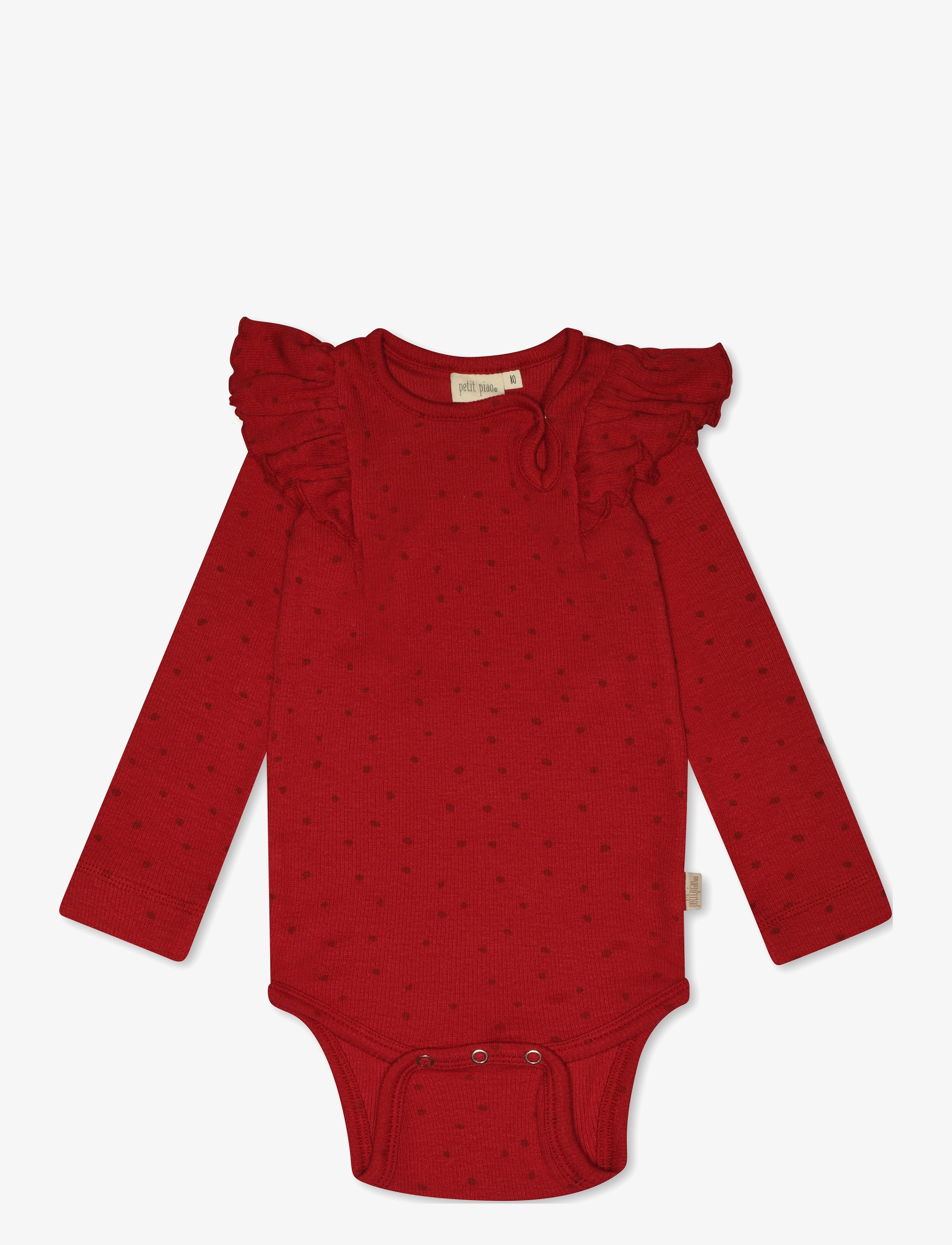 Petit Piao - Body L/S Frill Modal Dot - chili pepper dot - 2