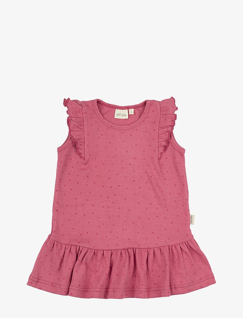 Petit Piao - Dress L/S Modal Frill Dot - light berry - 0