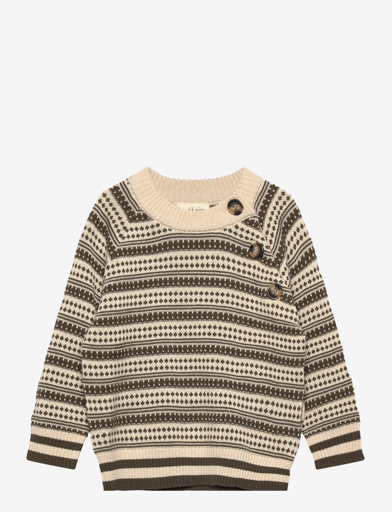 Petit Piao - ppDirch Nordic Knit Sweater - pullover - dark off white/dusty moss - 0