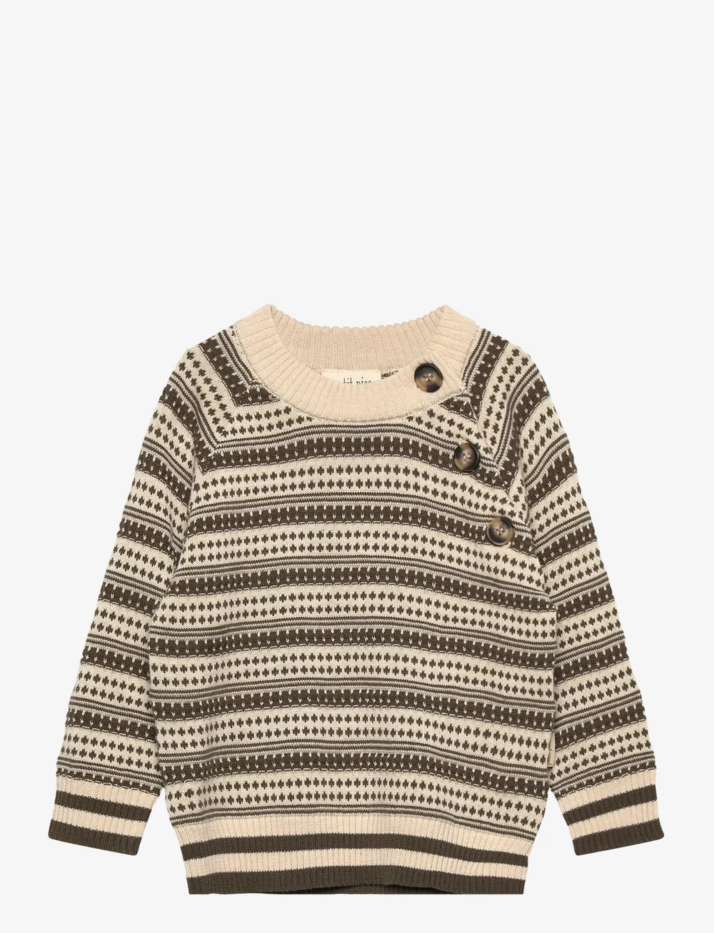 Petit Piao - ppDirch Nordic Knit Sweater - jumpers - dark off white/dusty moss - 0