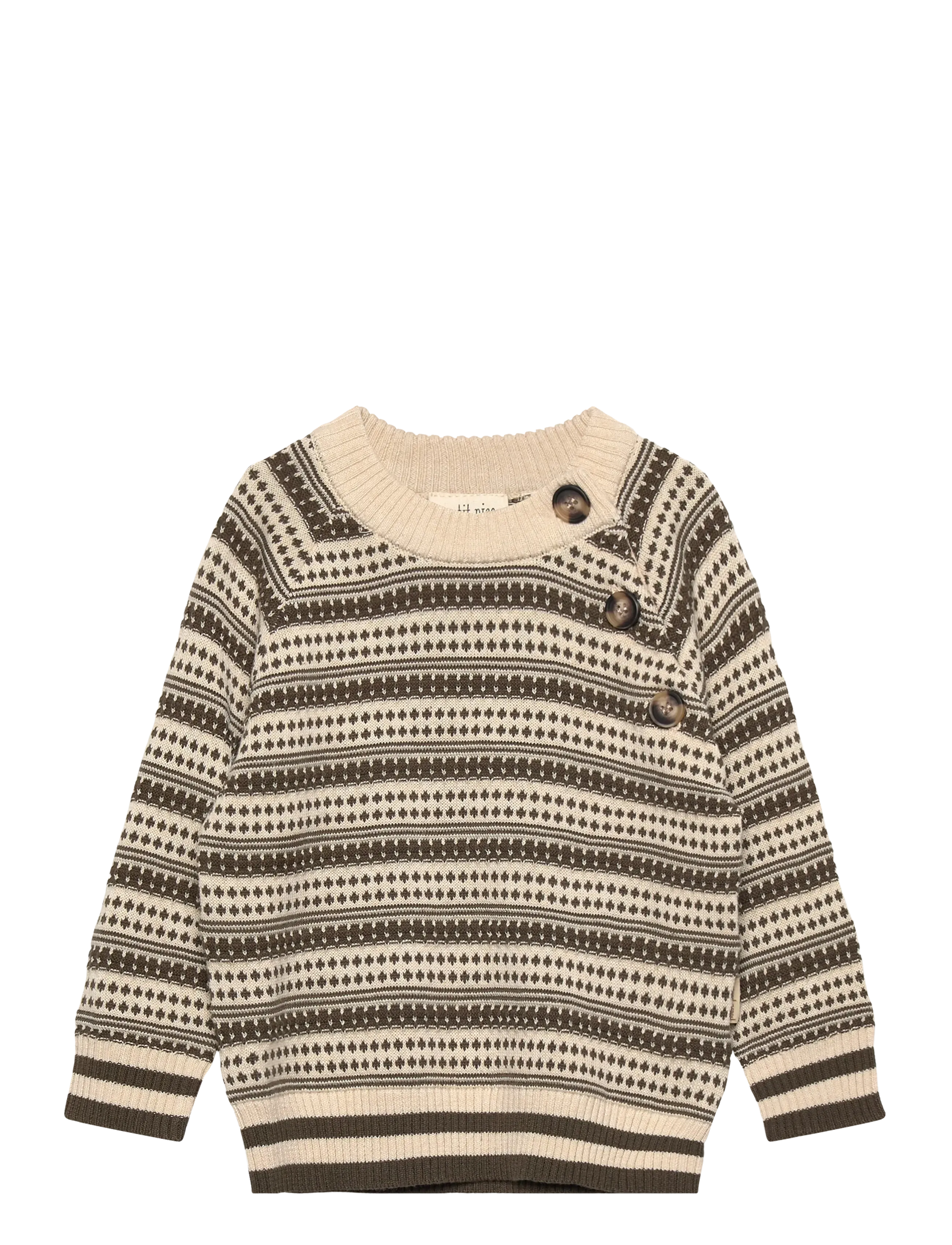 Petit Piao ppDirch Nordic Knit Sweater - Pullover - DARK OFF WHITE/DUSTY MOSS / beige