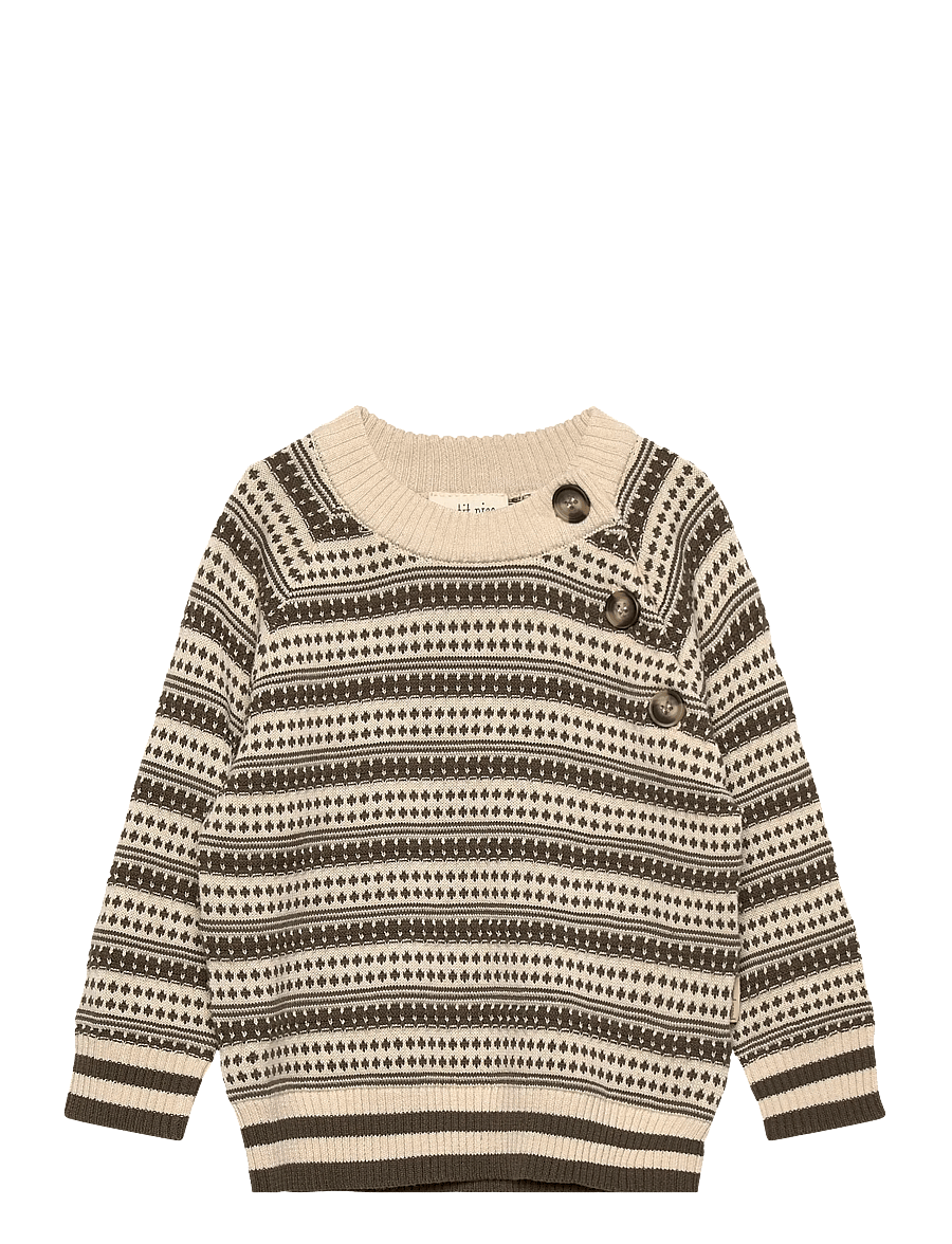 Petit Piao - ppDirch Nordic Knit Sweater - pullover - dark off white/dusty moss - 0