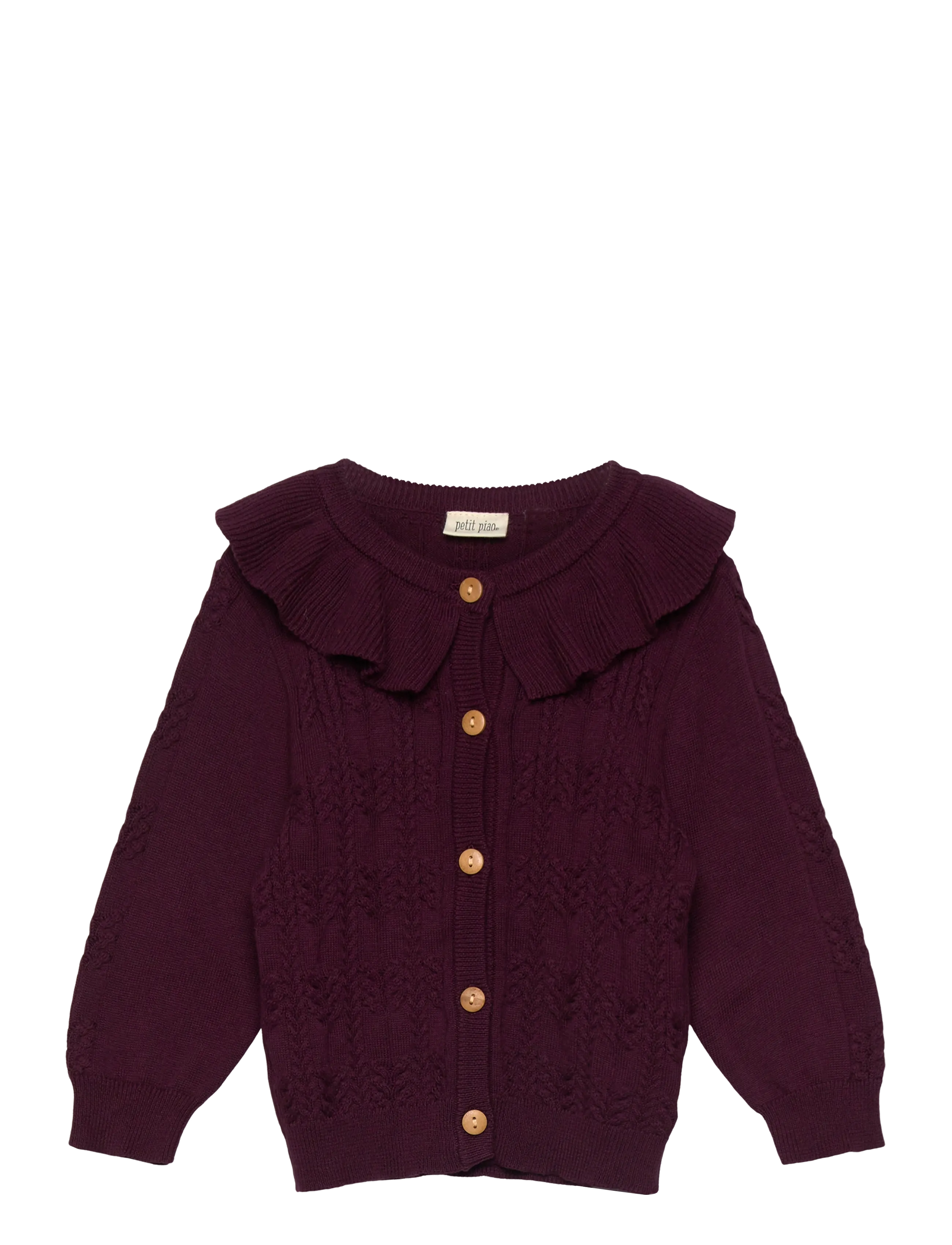 Petit Piao ppDalia Cardigan Knit - Lapsed 98–134 - DARK GRAPE / burgundy