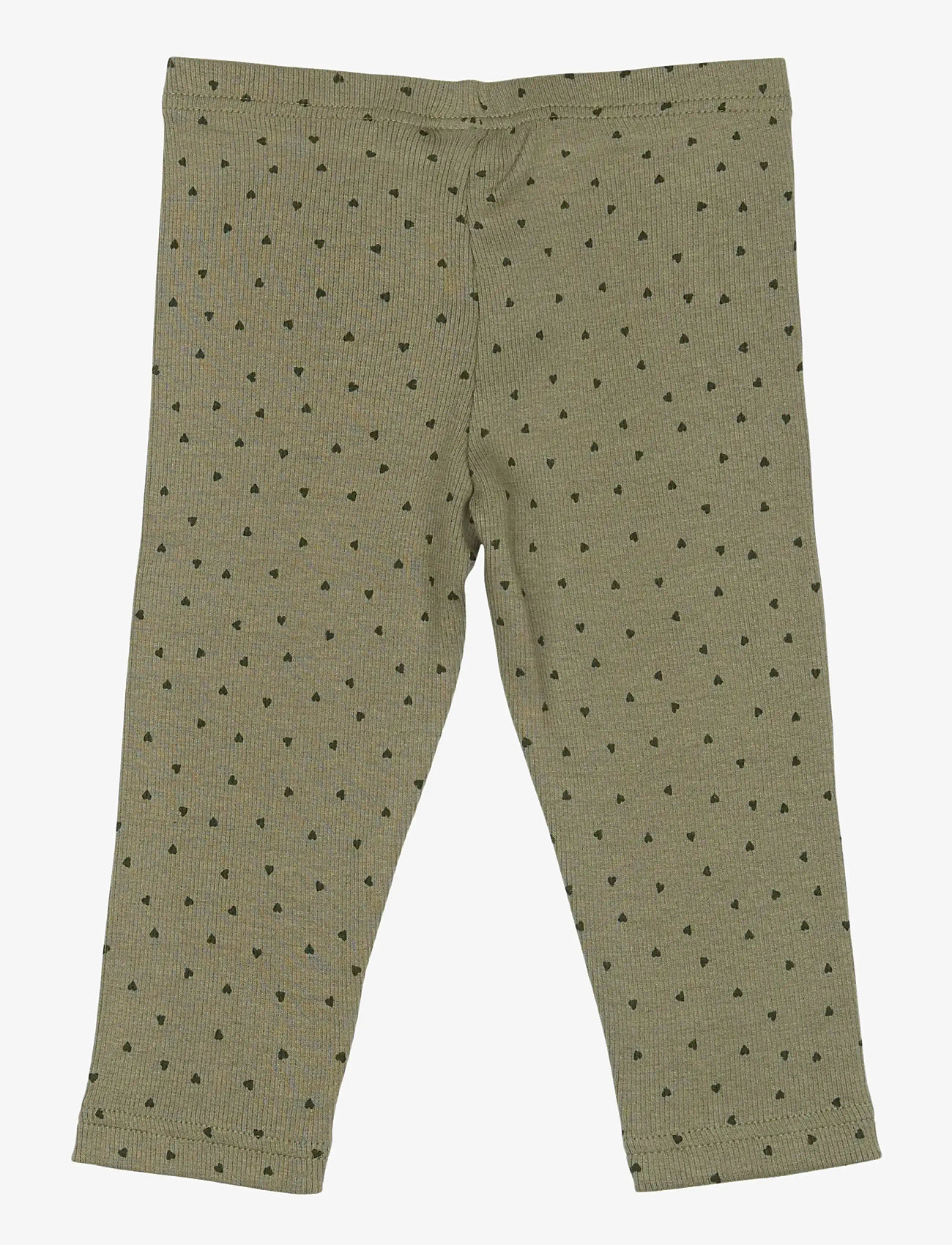 Petit Piao - Legging Modal Heart - leggings - dusty moss/grape leaf - 1