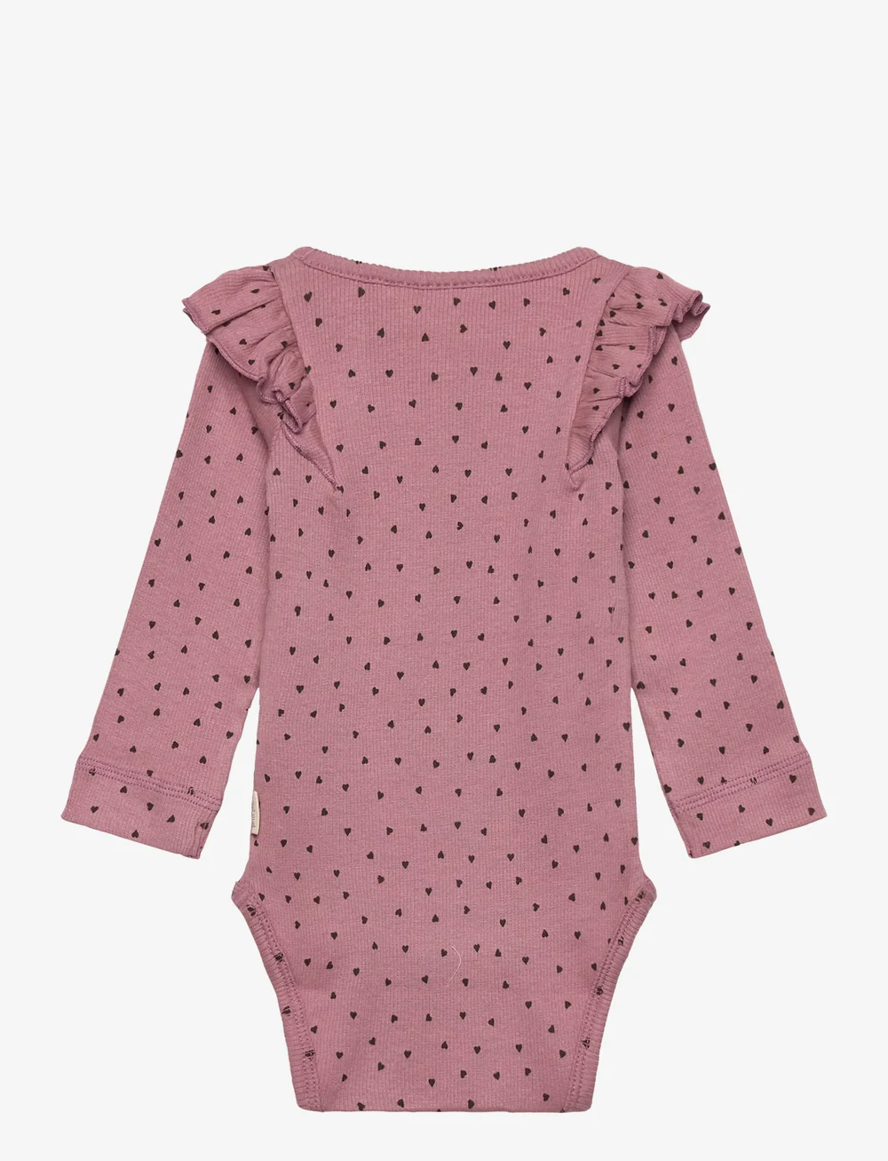 Petit Piao - Body L/S Frill Modal heart - langärmelige bodys - nostalgic rose/coffee bean - 1