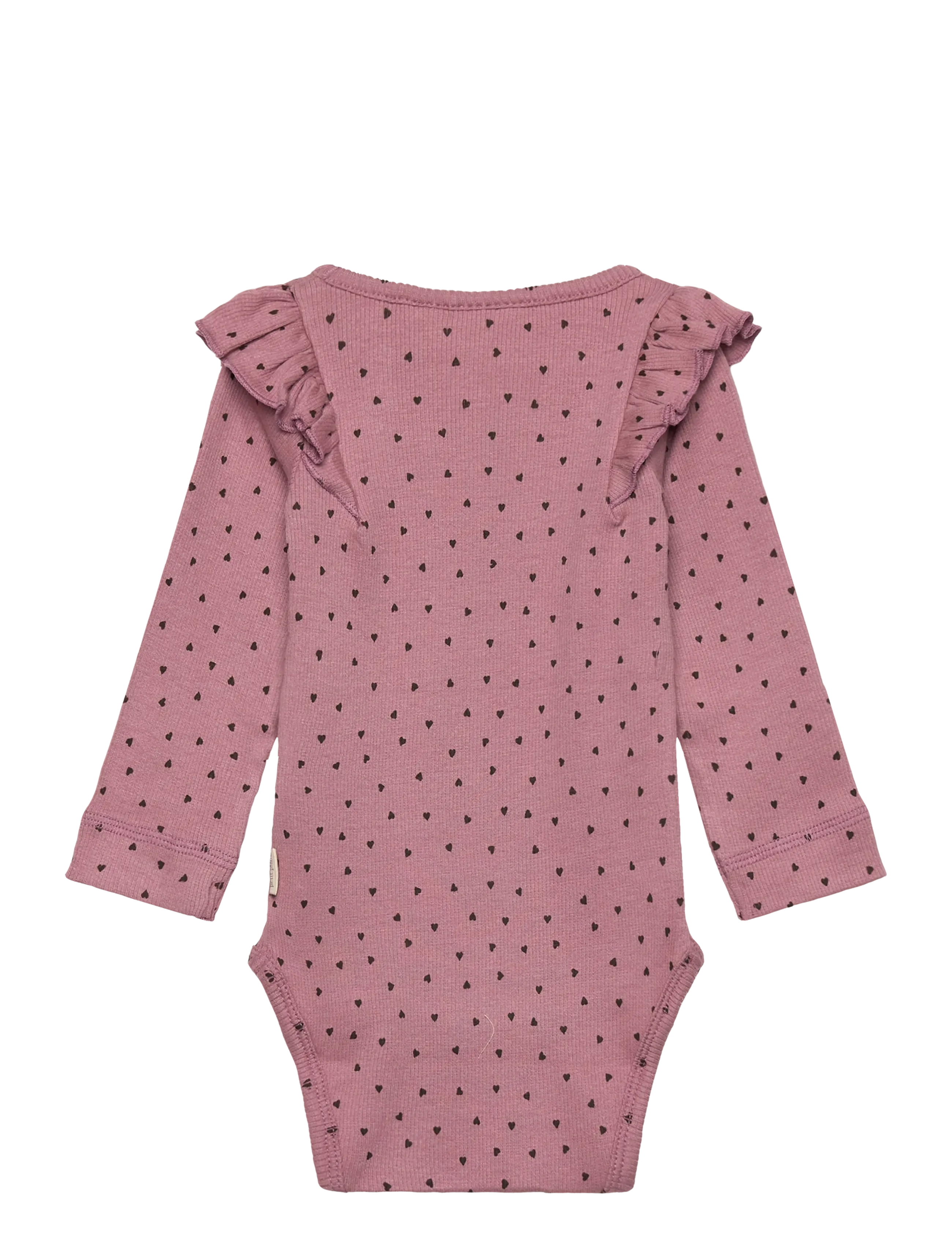 Petit Piao - Body L/S Frill Modal heart - nostalgic rose/coffee bean - 1