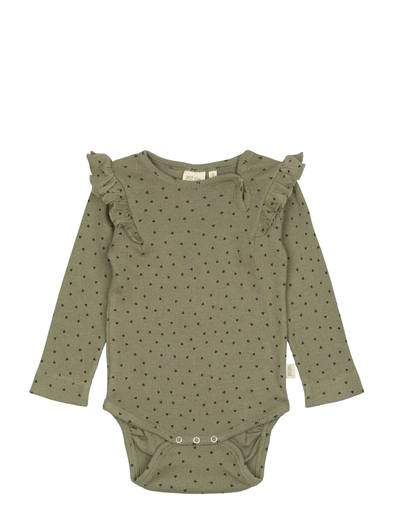 Petit Piao Body L/S Frill Modal heart - Shop efter størrelse - DUSTY MOSS/GRAPE LEAF / green