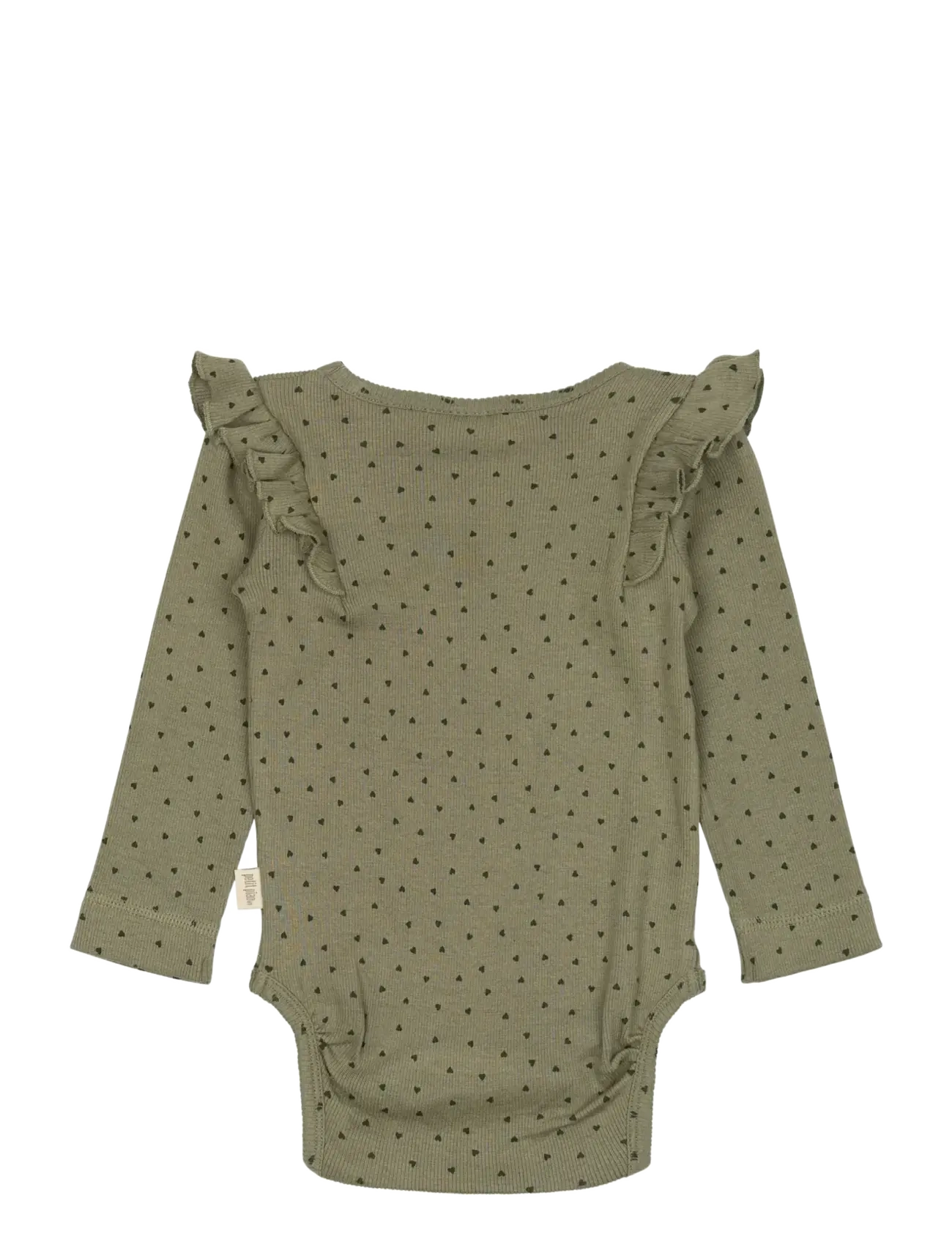Petit Piao - Body L/S Frill Modal heart - dusty moss/grape leaf - 1
