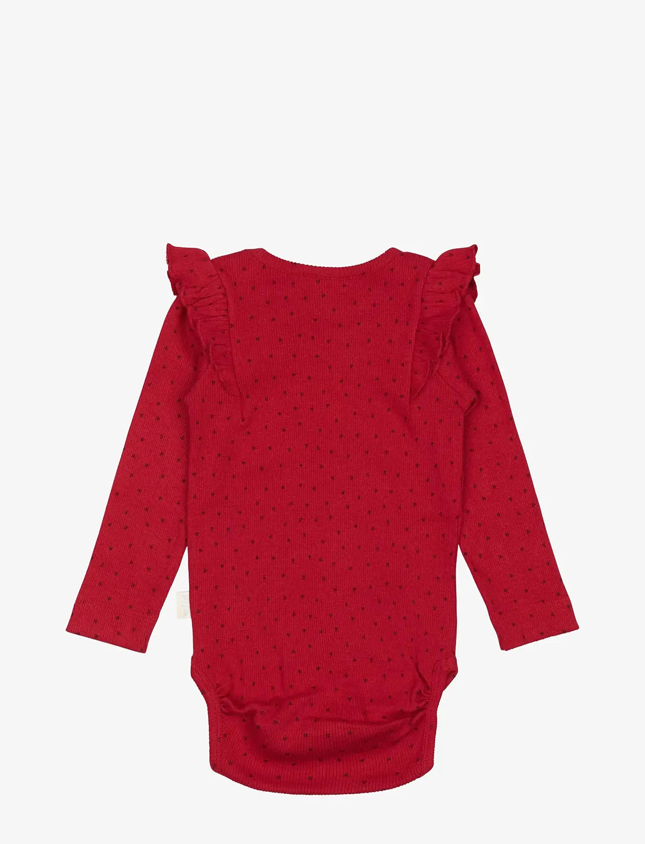 Petit Piao - Body L/S Frill Modal heart - långärmade bodies - jet red/biking red - 1