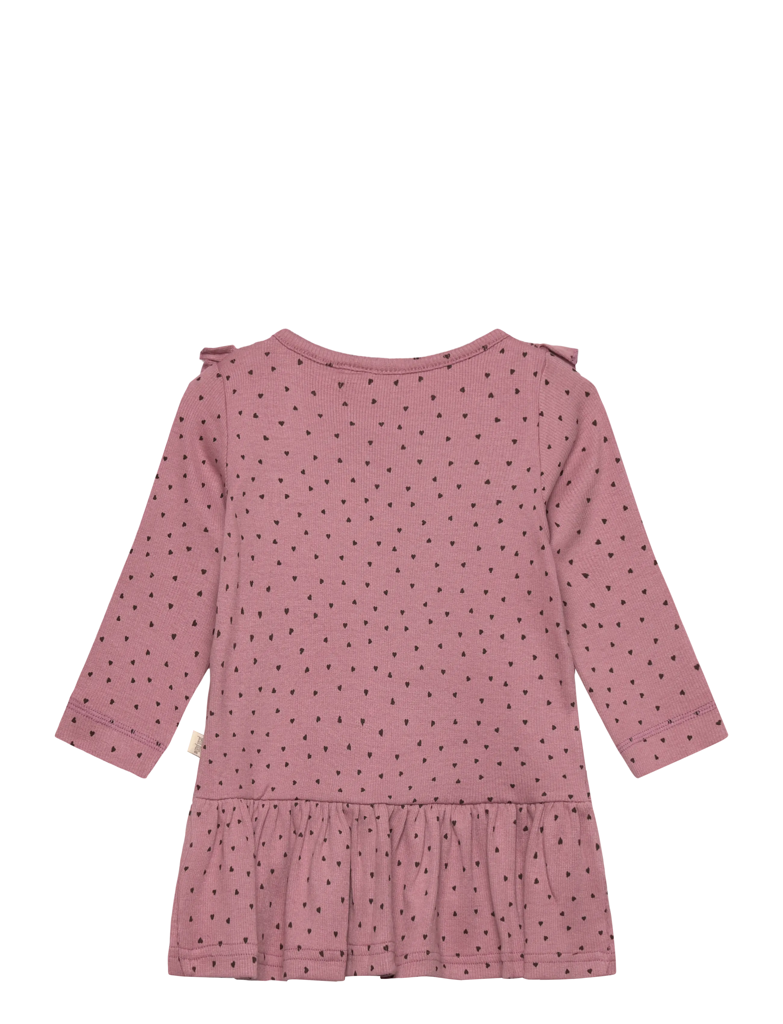 Petit Piao - Dress L/S Frill Modal heart - robes pour bébés à manches longues - nostalgic rose/coffee bean - 1