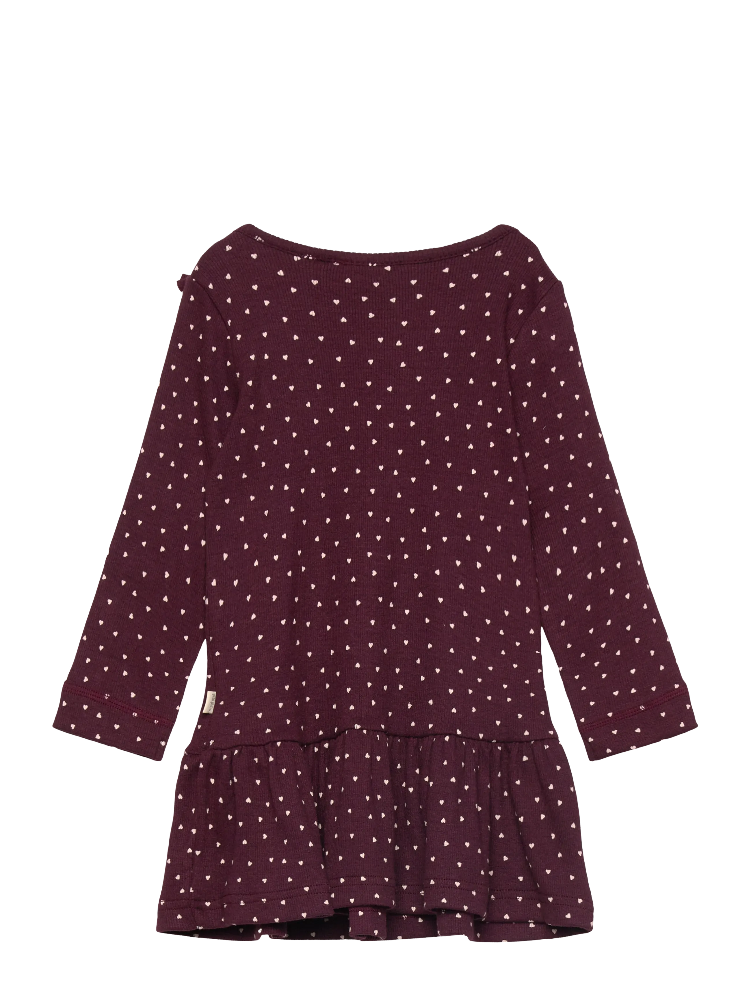 Petit Piao - Dress L/S Frill Modal heart - langärmelige babykleider - dark grape/white - 1