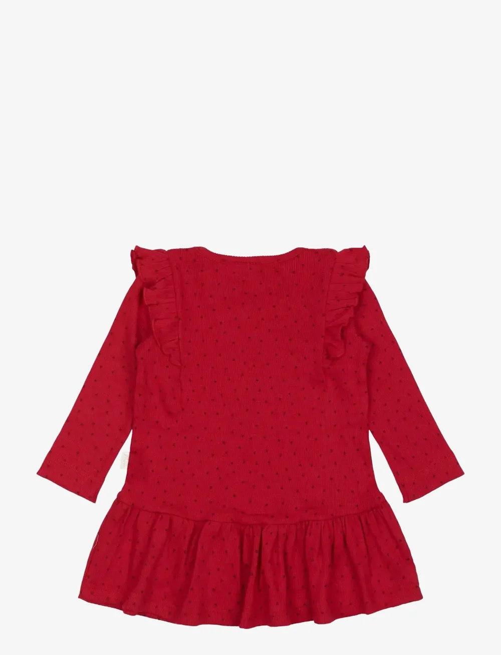 Petit Piao - Dress L/S Frill Modal heart - langærmede babykjoler - jet red/biking red - 1