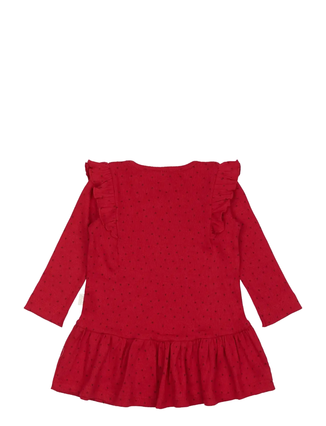 Petit Piao - Dress L/S Frill Modal heart - langärmelige babykleider - jet red/biking red - 1