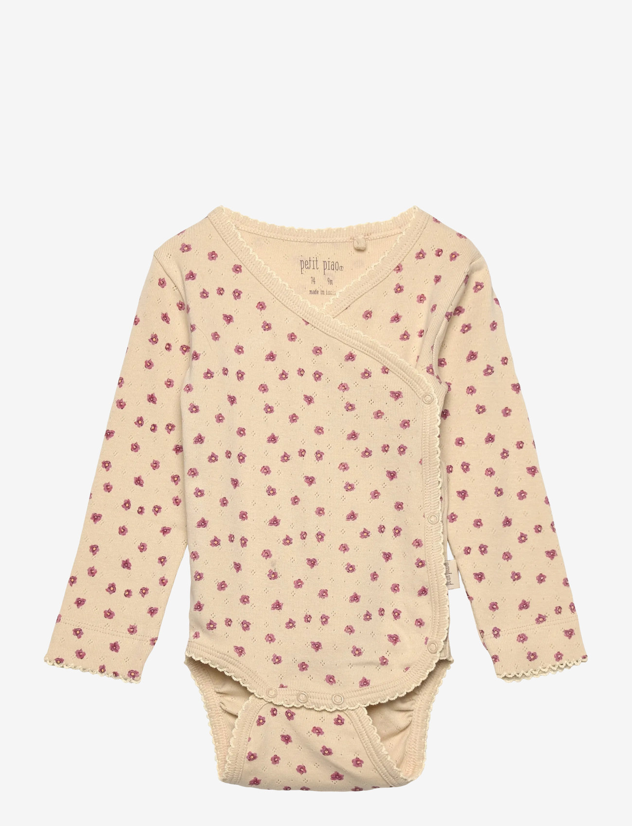 Petit Piao - PPDia Body L/S fold pointel NB - slå-om-bodyer - autumn anemone aop - 0