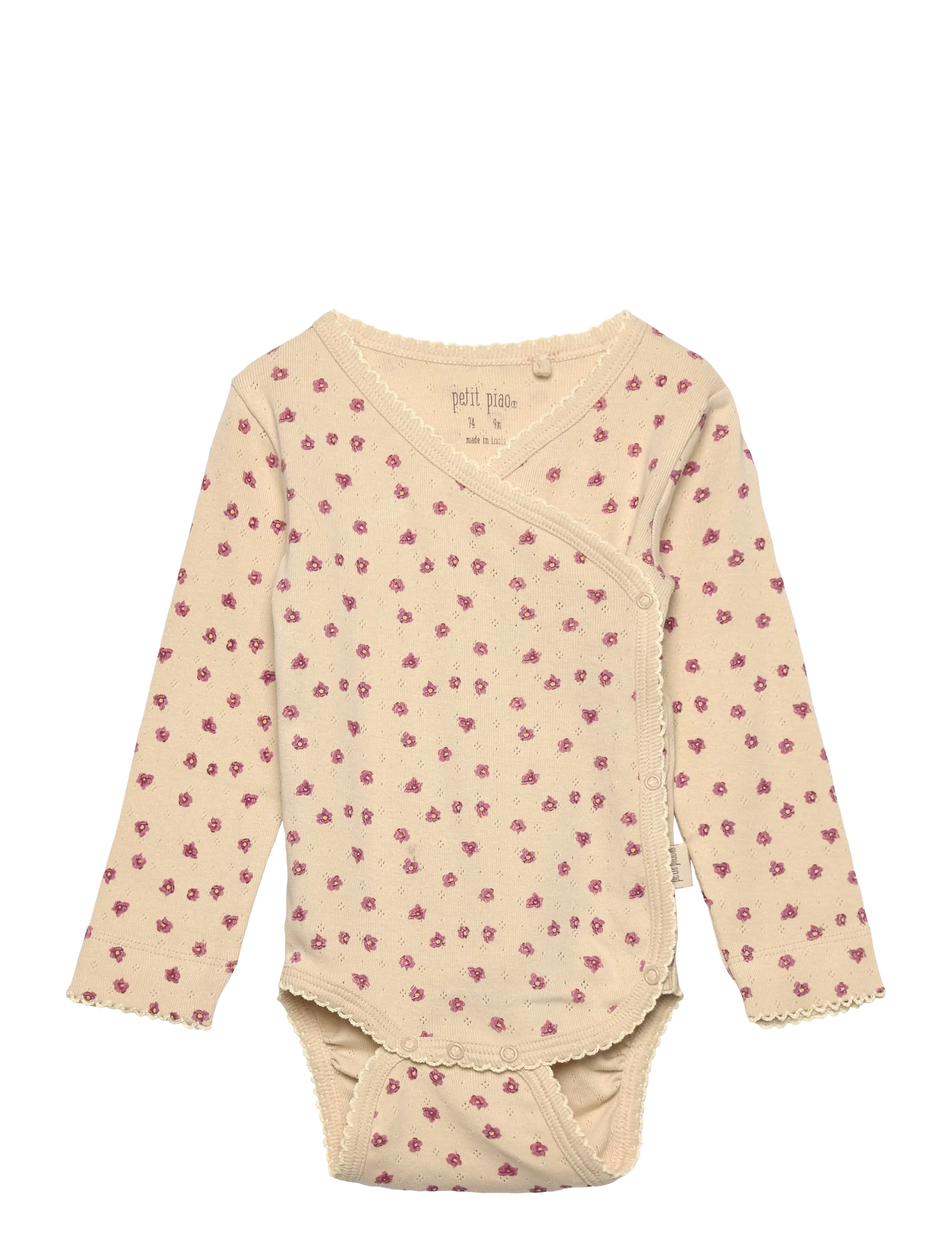 Petit Piao PPDia Body L/S fold pointel NB - App deal - AUTUMN ANEMONE AOP / beige