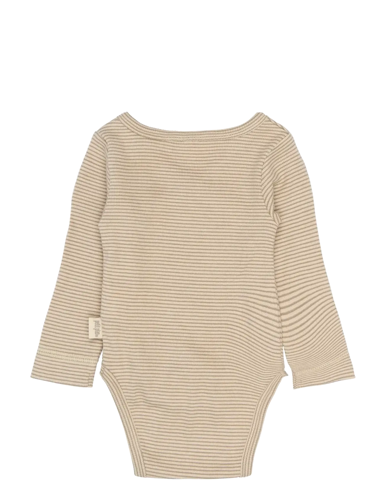 Petit Piao - PPDian Body L/S fold over stripe NB NOOS - bodyt - pure cashmere/dark off white - 1