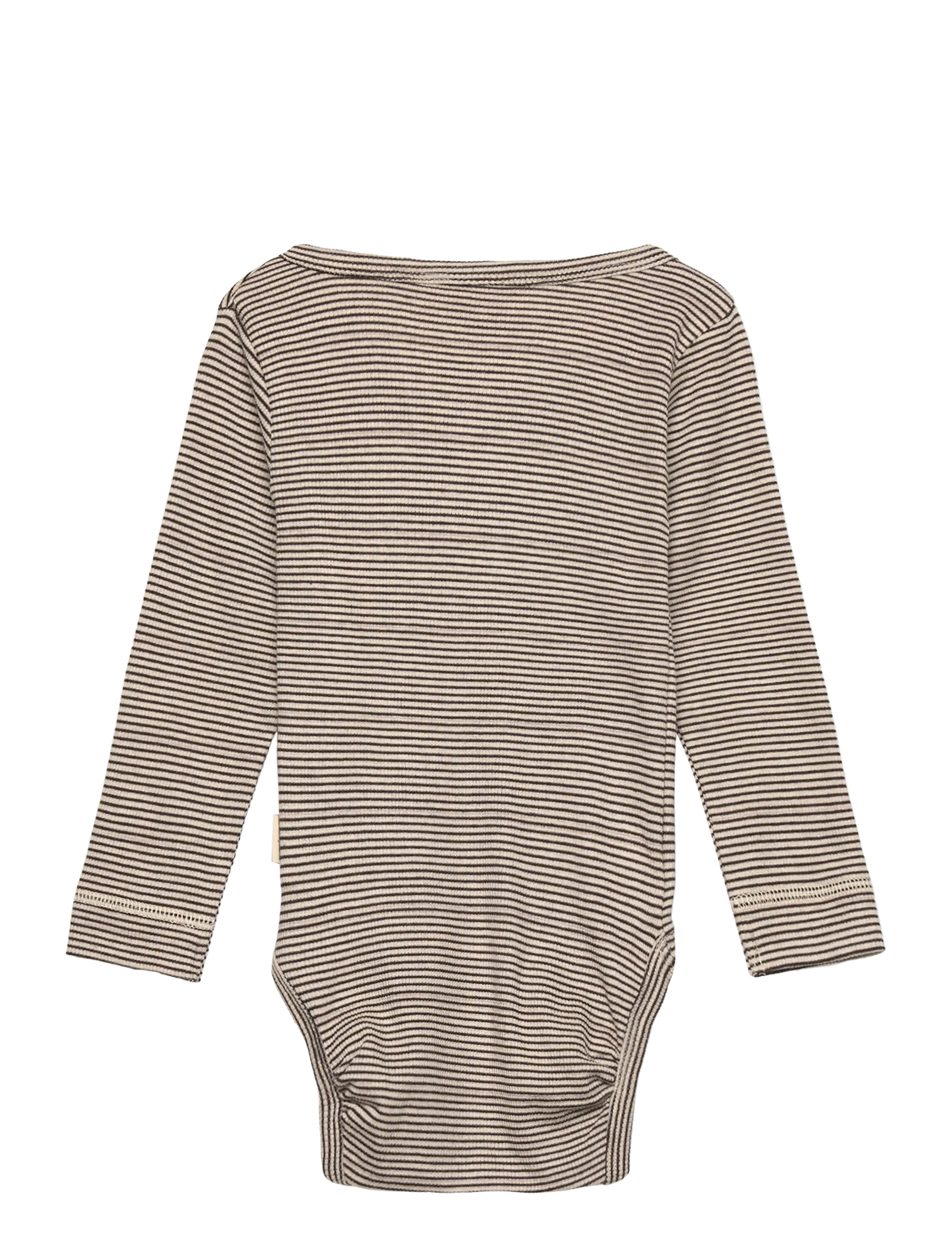 Petit Piao - PPDian Body L/S fold over stripe NB NOOS - wickelbodys - coffee bean/dark off white - 1