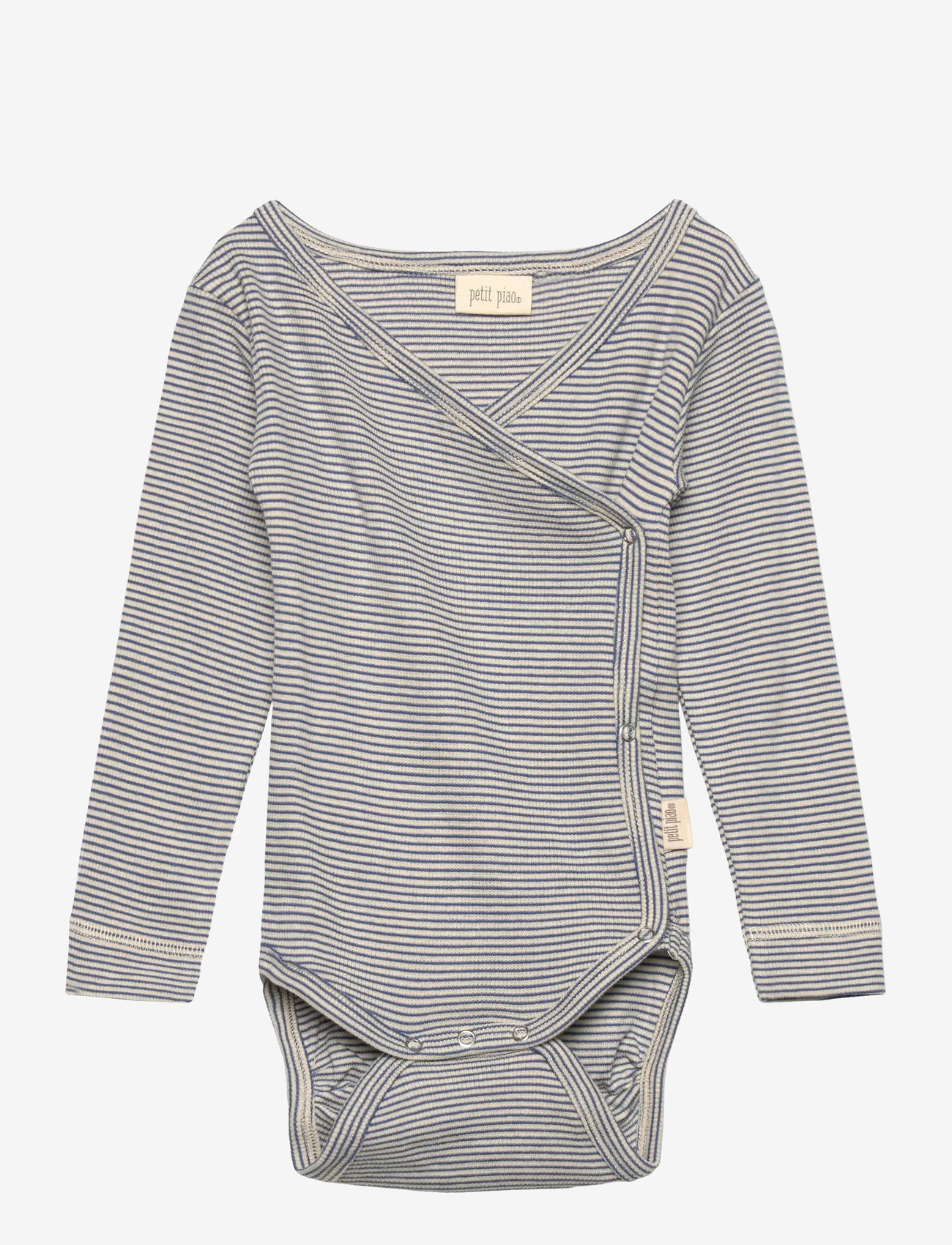 Petit Piao - PPDian Body L/S fold over stripe NOOS - slå-om-bodyer - true navy/dark off white - 0