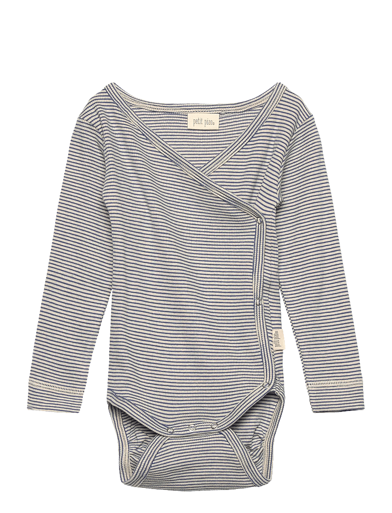 Petit Piao - PPDian Body L/S fold over stripe NOOS - slå-om-bodyer - true navy/dark off white - 0