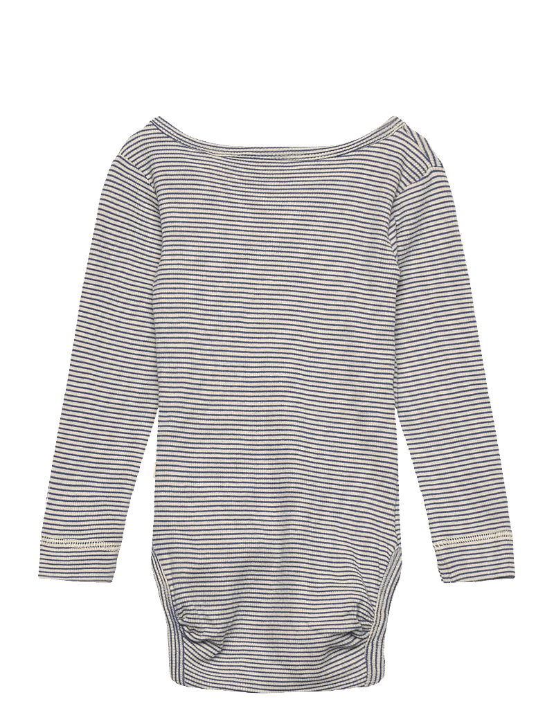Petit Piao - PPDian Body L/S fold over stripe NOOS - slå-om-bodyer - true navy/dark off white - 1