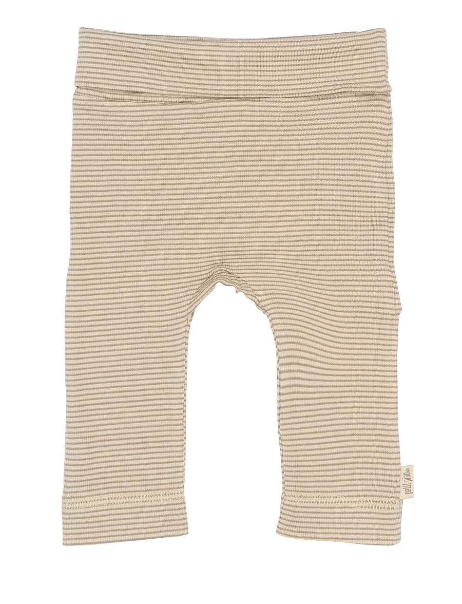 Petit Piao - PPDian fold leggings stripe NB NOOS - leggings - pure cashmere/dark off white - 0