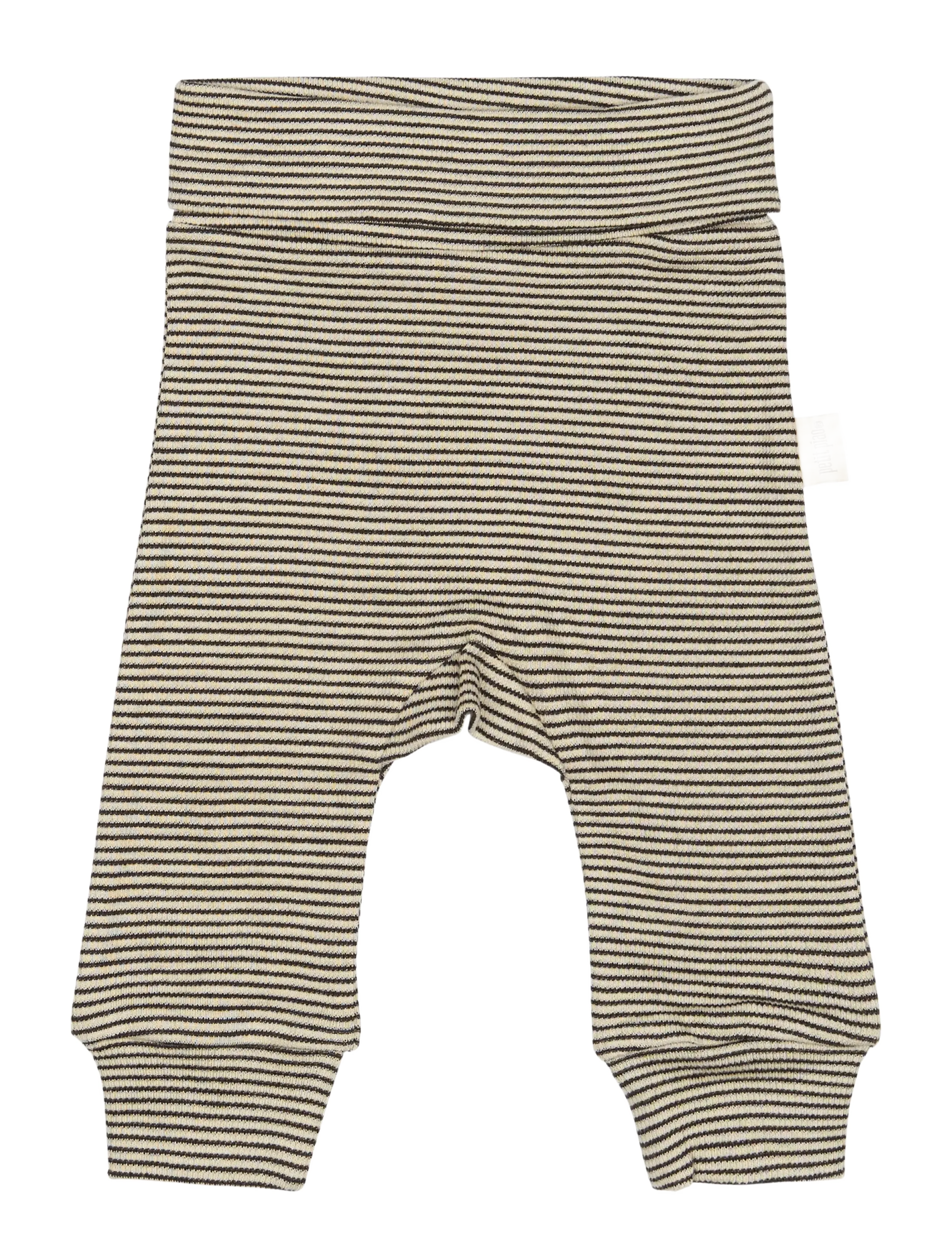 Petit Piao - PPDian fold leggings stripe NB NOOS - leggings - coffee bean/dark off white - 1
