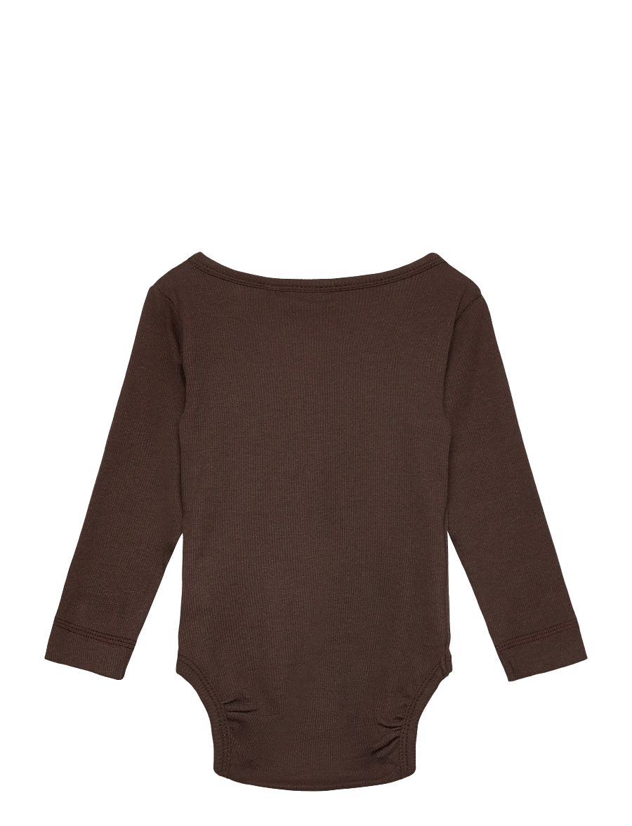 Petit Piao - PPDi Body L/S fold over NB - shop efter alder - coffee bean - 1