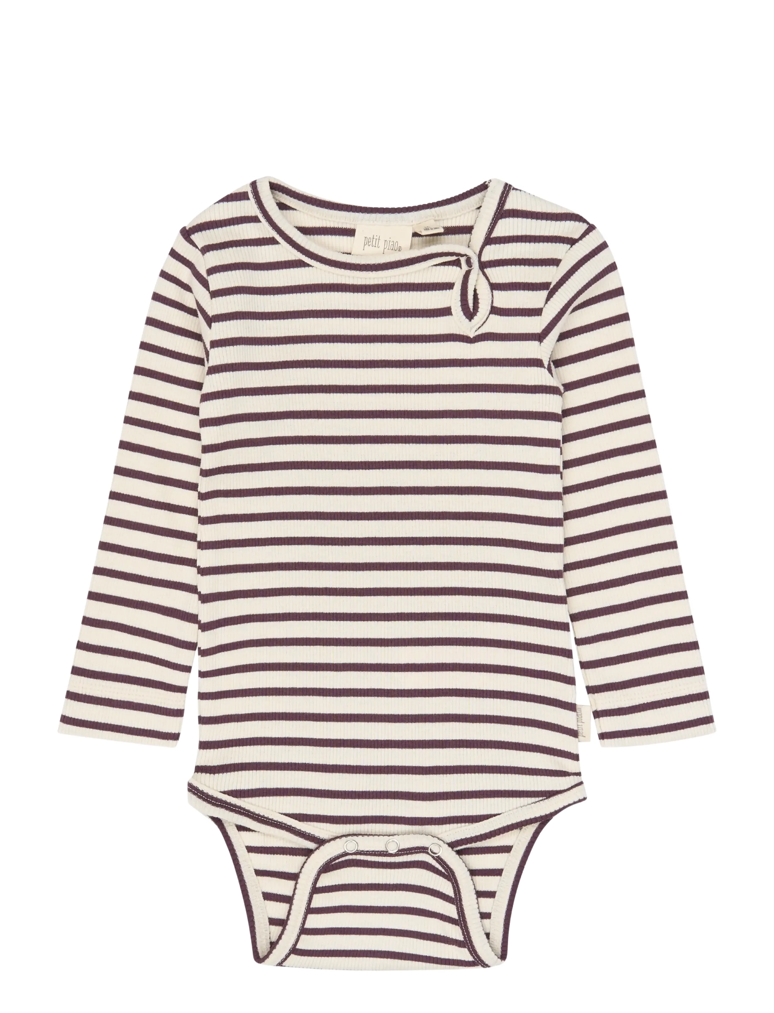 Petit Piao PPSky L_S Body - Långärmade bodies - HUCKLEBERRY STRIPED / burgundy