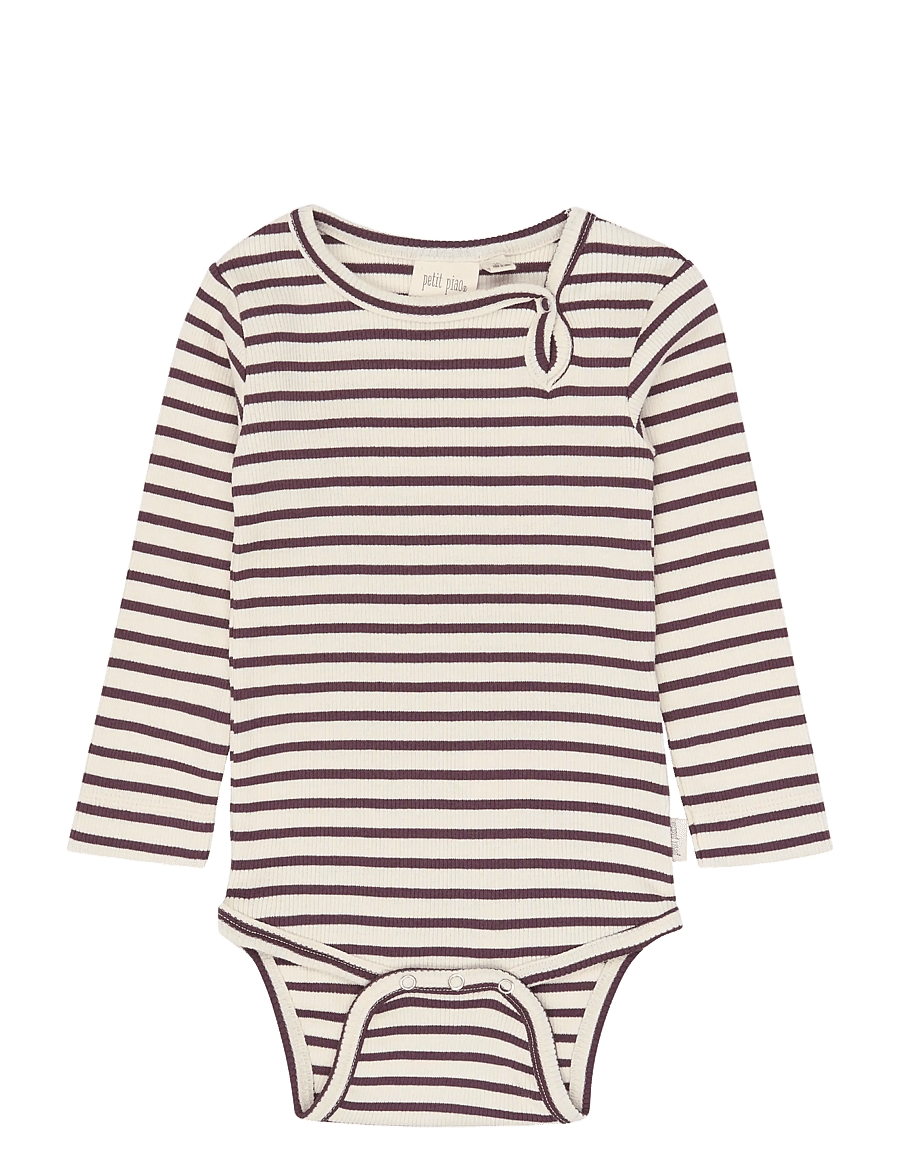 Petit Piao - PPSky L_S Body - långärmade bodies - huckleberry striped - 0