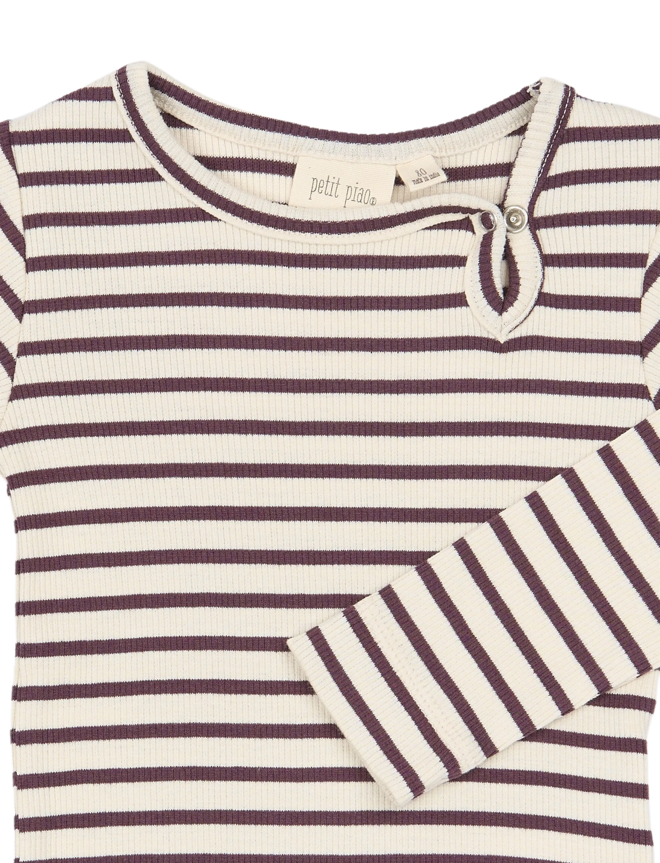 Petit Piao - PPSky L_S Body - långärmade bodies - huckleberry striped - 2