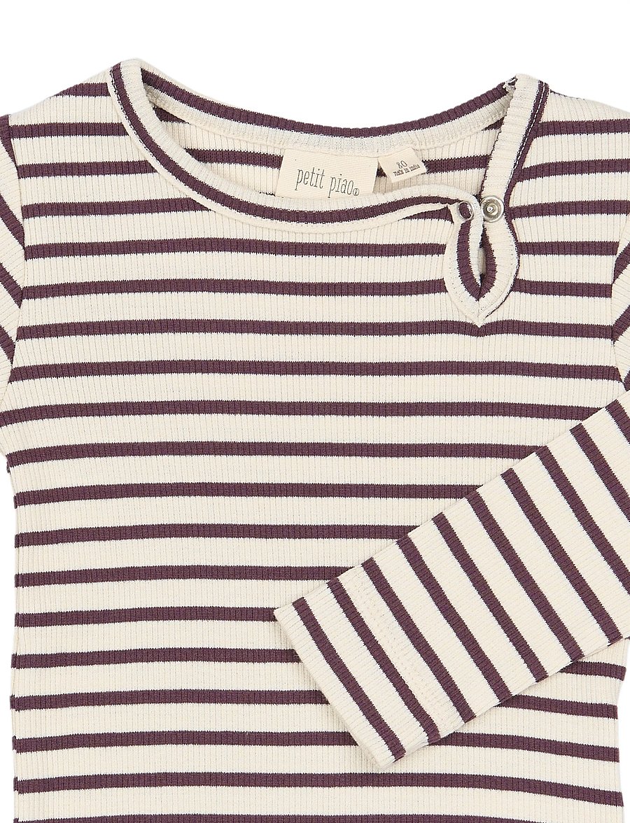 Petit Piao - PPSky L_S Body - långärmade bodies - huckleberry striped - 2