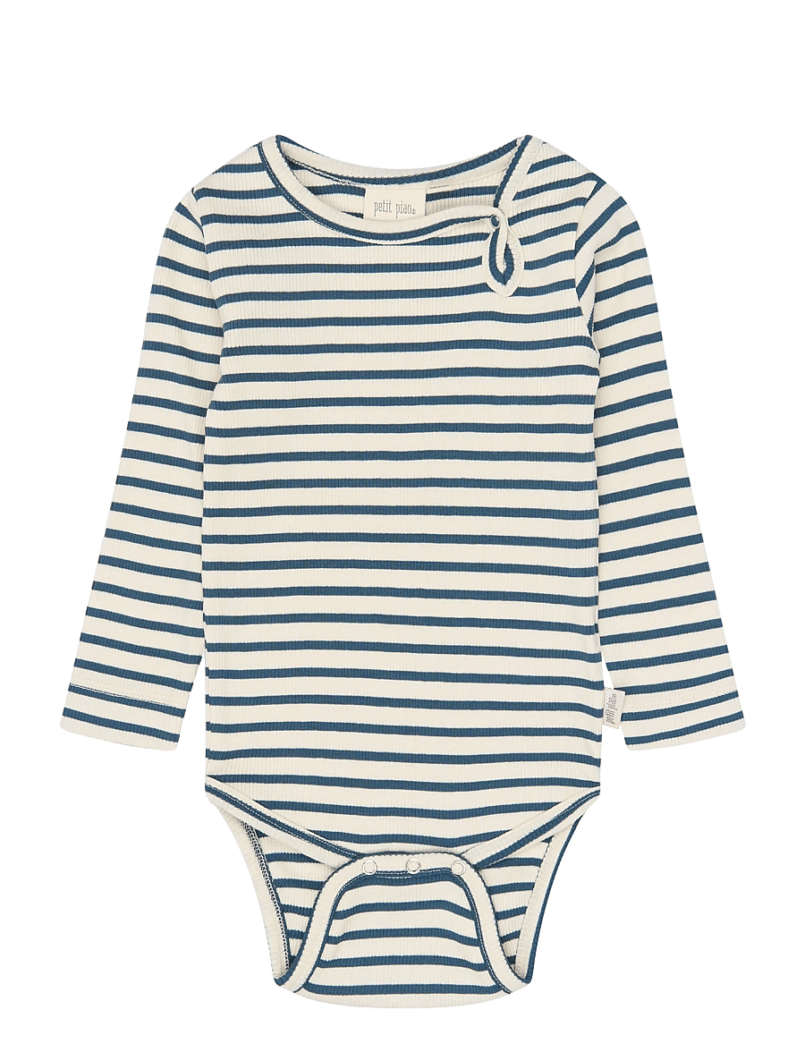 Petit Piao - PPSky L_S Body - langärmelige bodys - key largo striped - 0