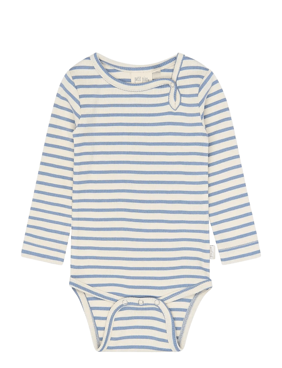Petit Piao - PPSky L_S Body - långärmade bodies - stonewash striped - 1