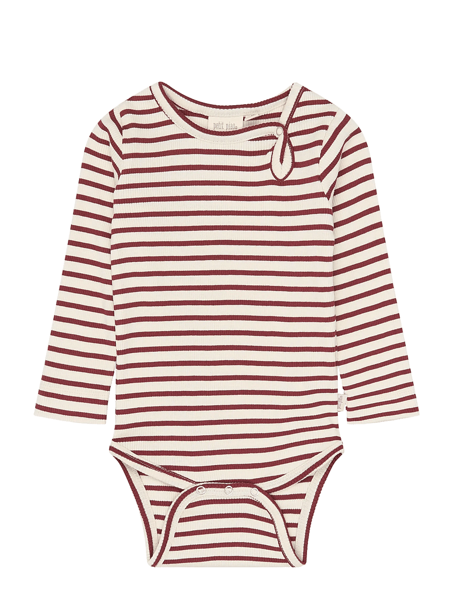 Petit Piao - PPSky L_S Body - langärmelige bodys - syrah striped - 0