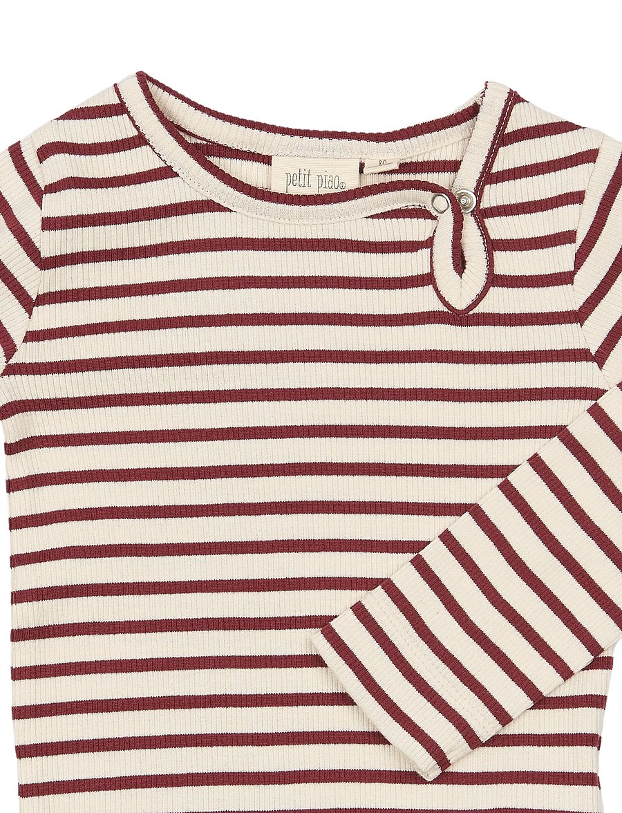 Petit Piao - PPSky L_S Body - langärmelige bodys - syrah striped - 2