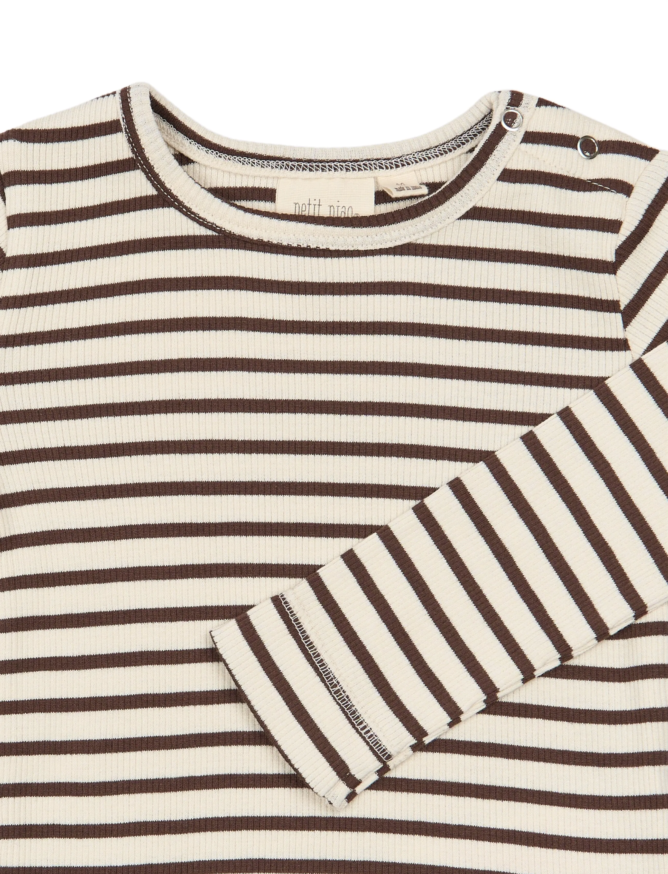 Petit Piao - PPSky L_S Tee - long-sleeved t-shirts - chestnut striped - 2