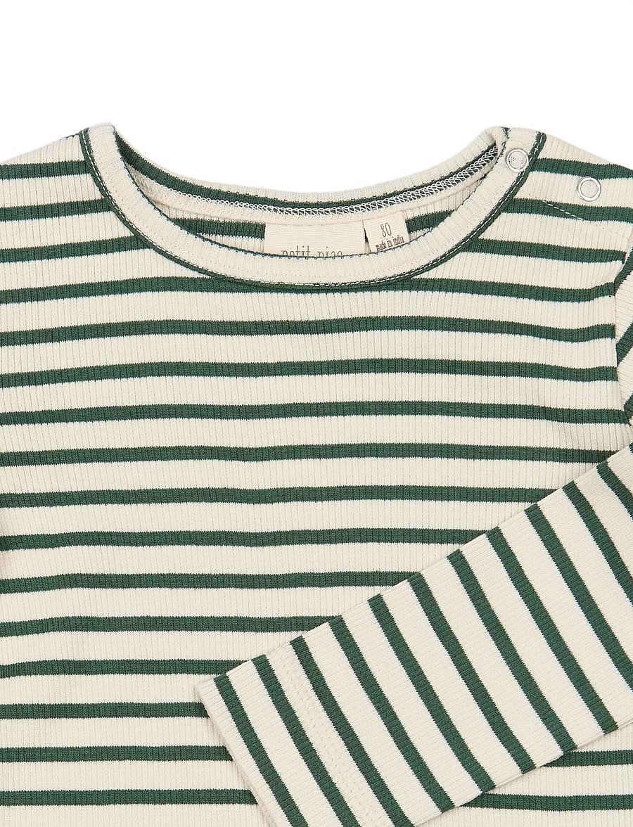 Petit Piao - PPSky L_S Tee - langärmelig - trekking green striped - 2