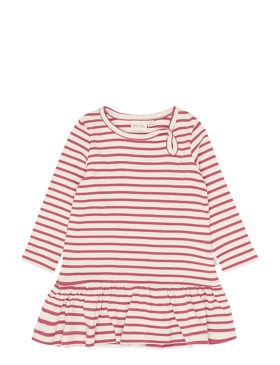 Petit Piao - PPSky L_S Dress - mauvewood striped - 0