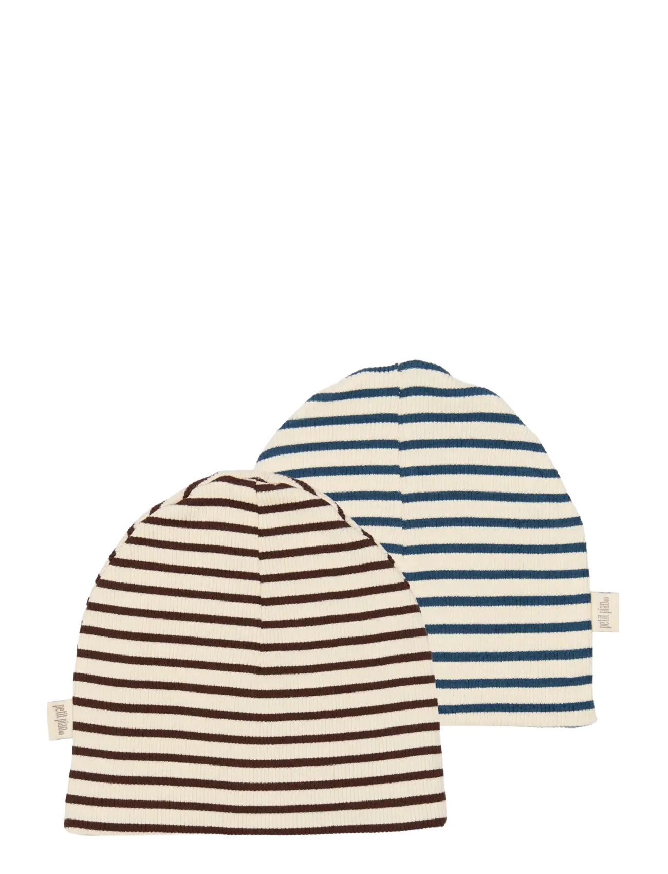 Petit Piao PPSky Beanie 2-Pack - Accessories - CHESTNUT STRIPED / brown