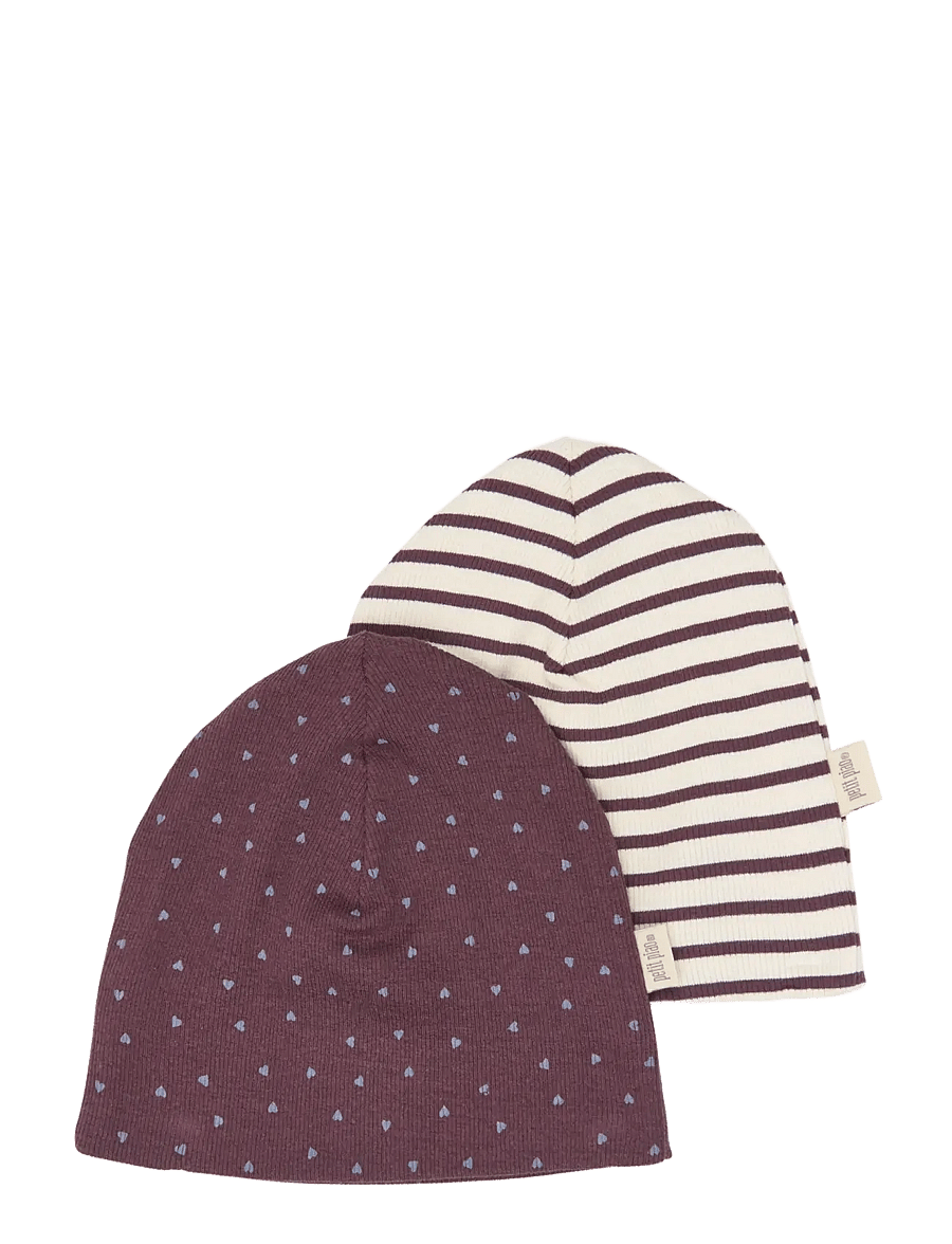 Petit Piao - PPSky Beanie 2-Pack - babymützen - huckleberry striped - 0