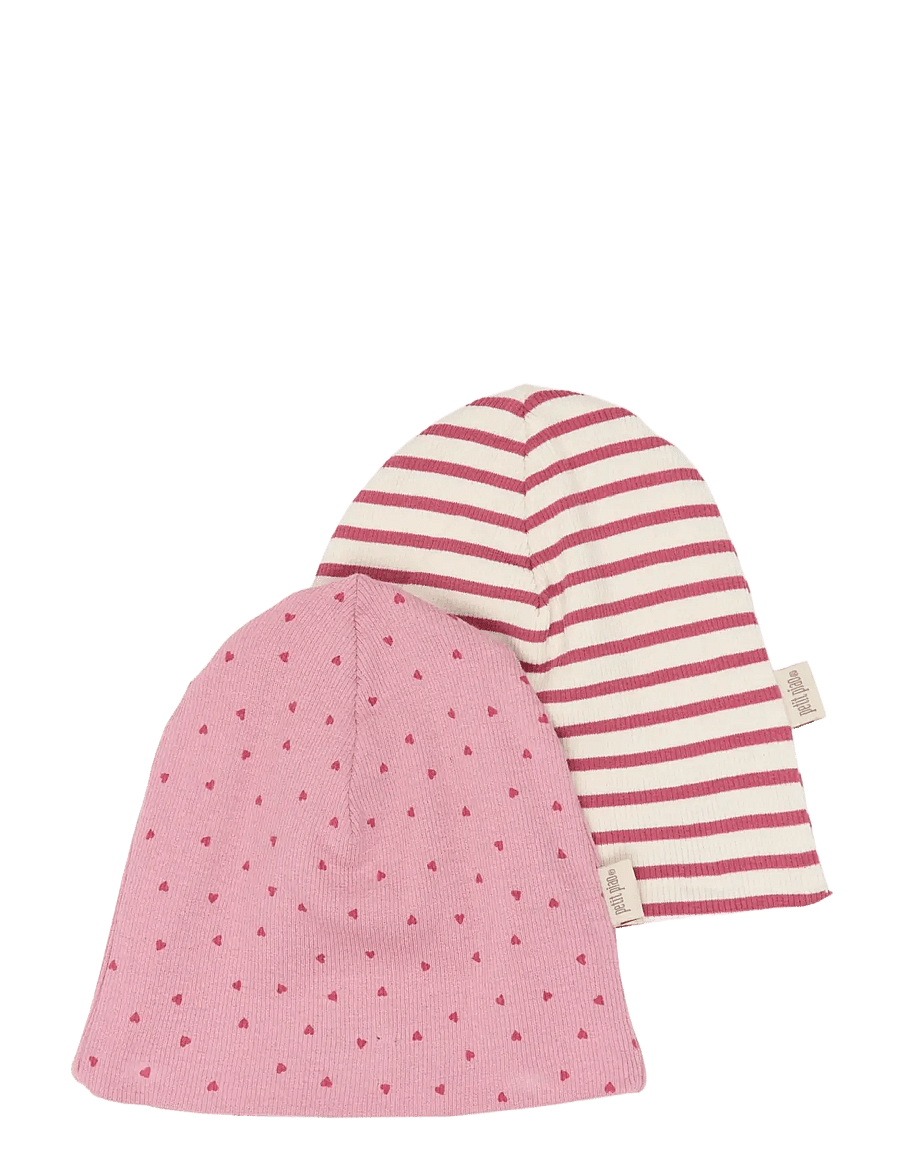 Petit Piao - PPSky Beanie 2-Pack - babymützen - mauvewood striped - 0