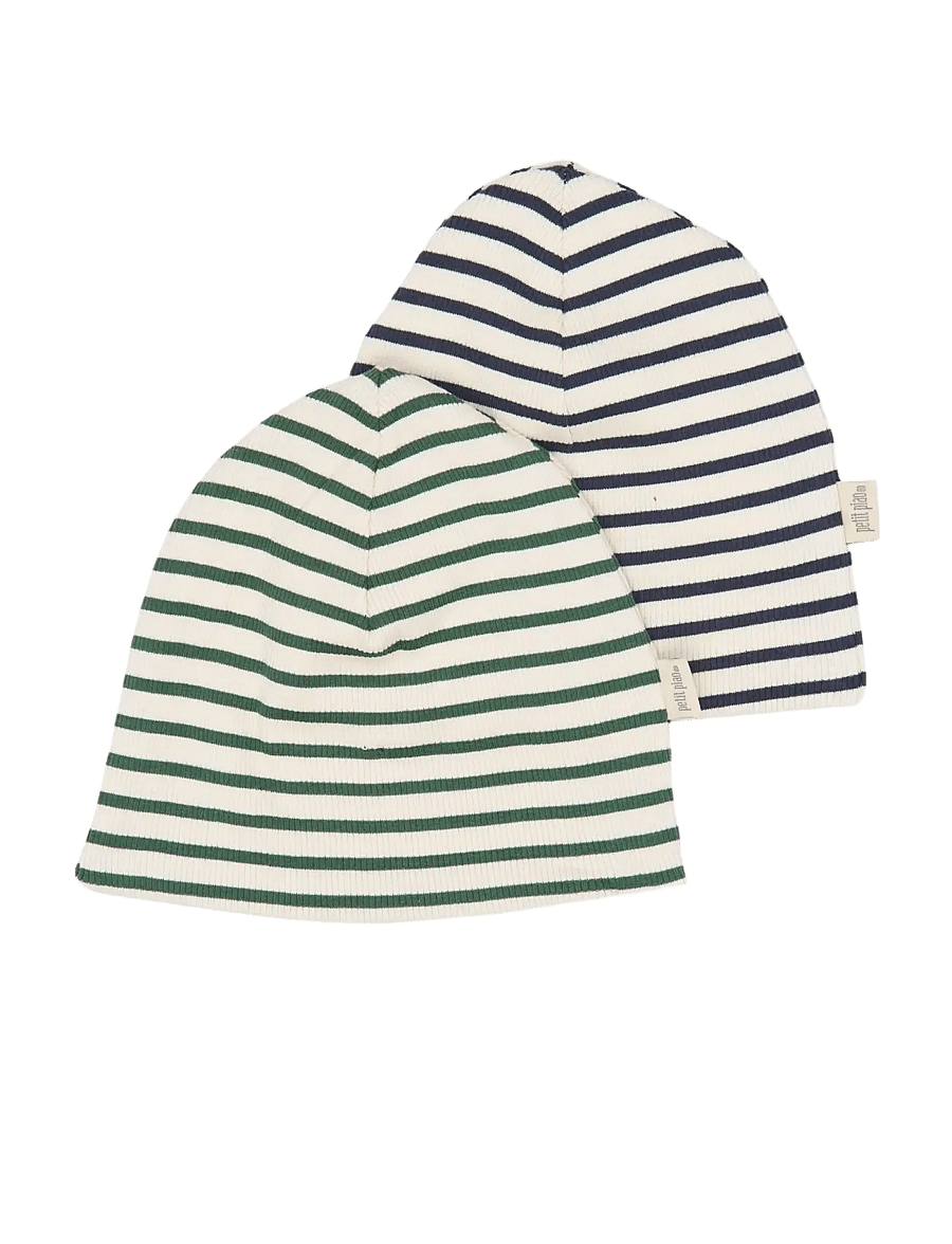 Petit Piao - PPSky Beanie 2-Pack - babymützen - navy blazer striped - 0