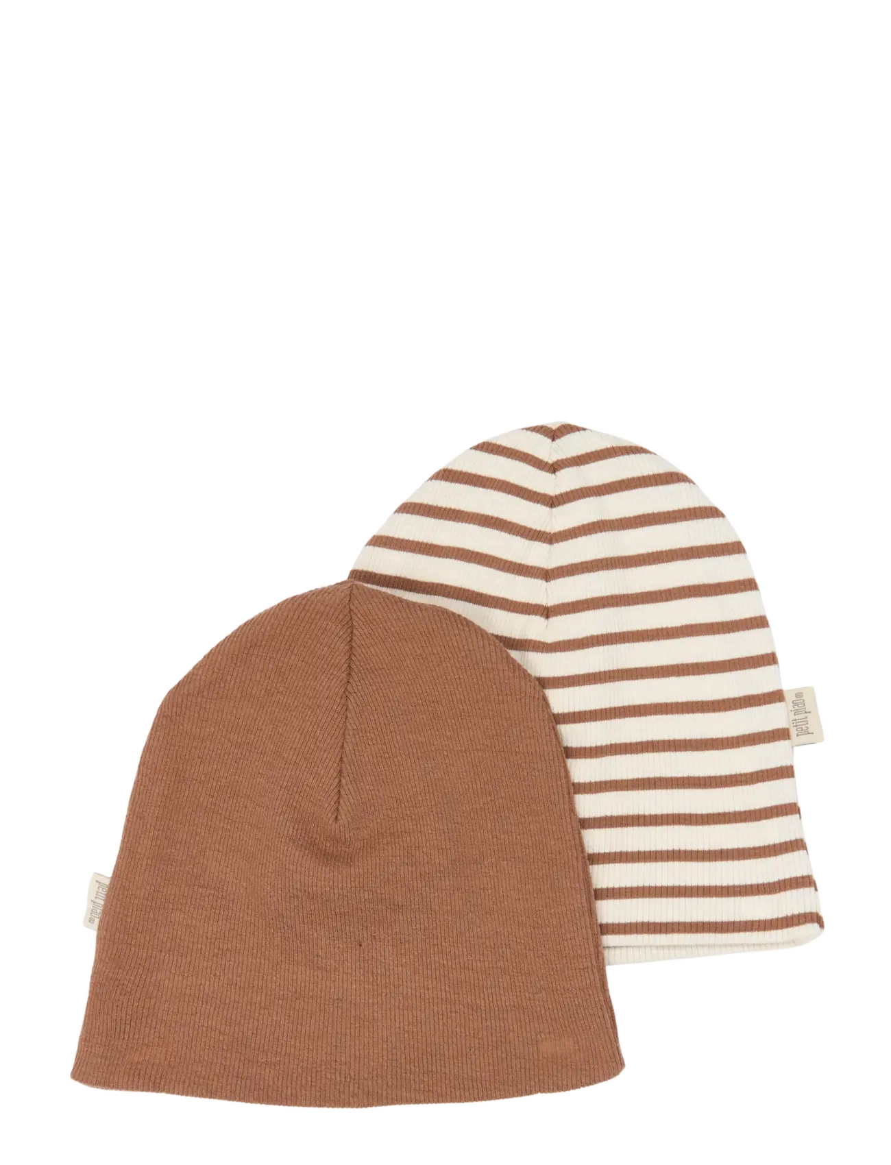 Petit Piao PPSky Beanie 2-Pack - Beanies - RAWHIDE STRIPED / brown