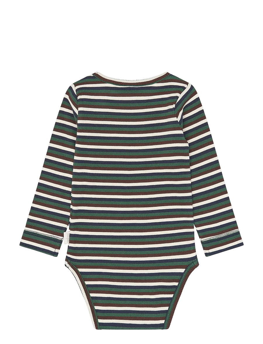Petit Piao - PPSong L_S Body - långärmade bodies - trekking green multistriped - 1
