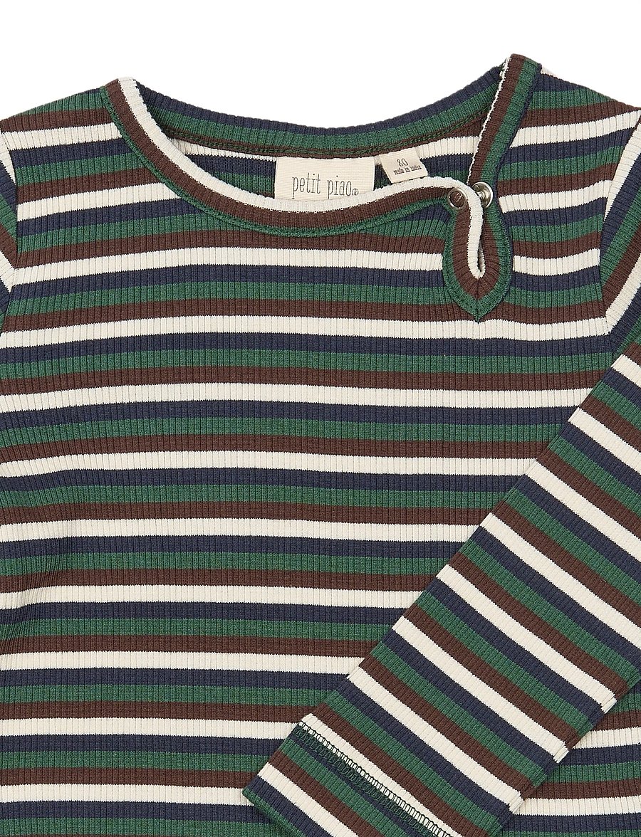 Petit Piao - PPSong L_S Body - långärmade bodies - trekking green multistriped - 2