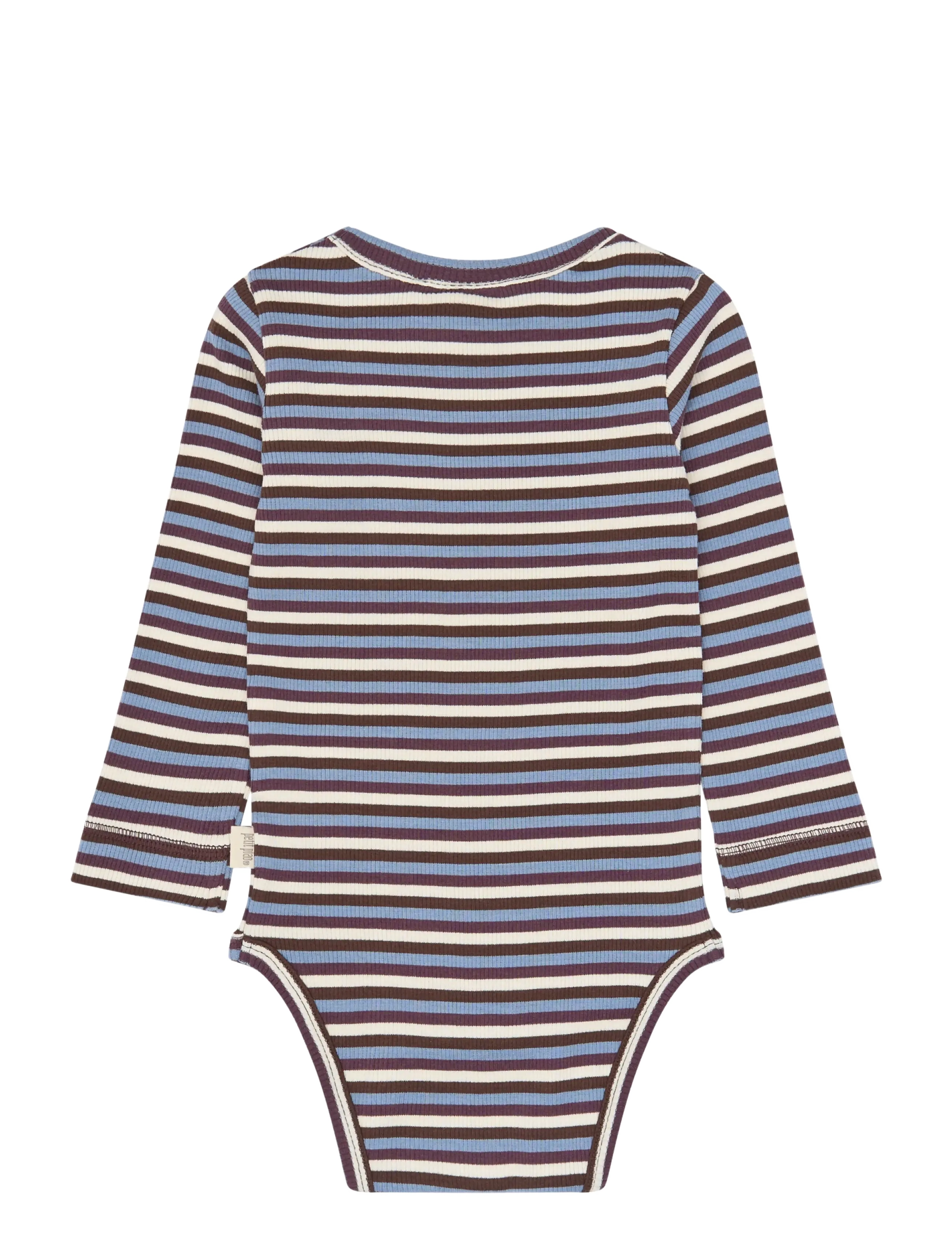 Petit Piao - PPSong L_S Body - långärmade bodies - huckleberry multistriped - 1