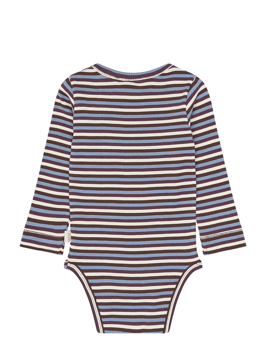 Petit Piao - PPSong L_S Body - långärmade bodies - huckleberry multistriped - 1