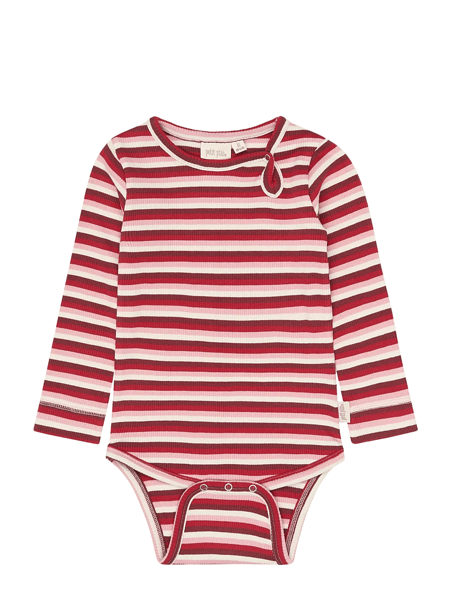 Petit Piao - PPSong L_S Body - langärmelige bodys - haute red multistriped - 0