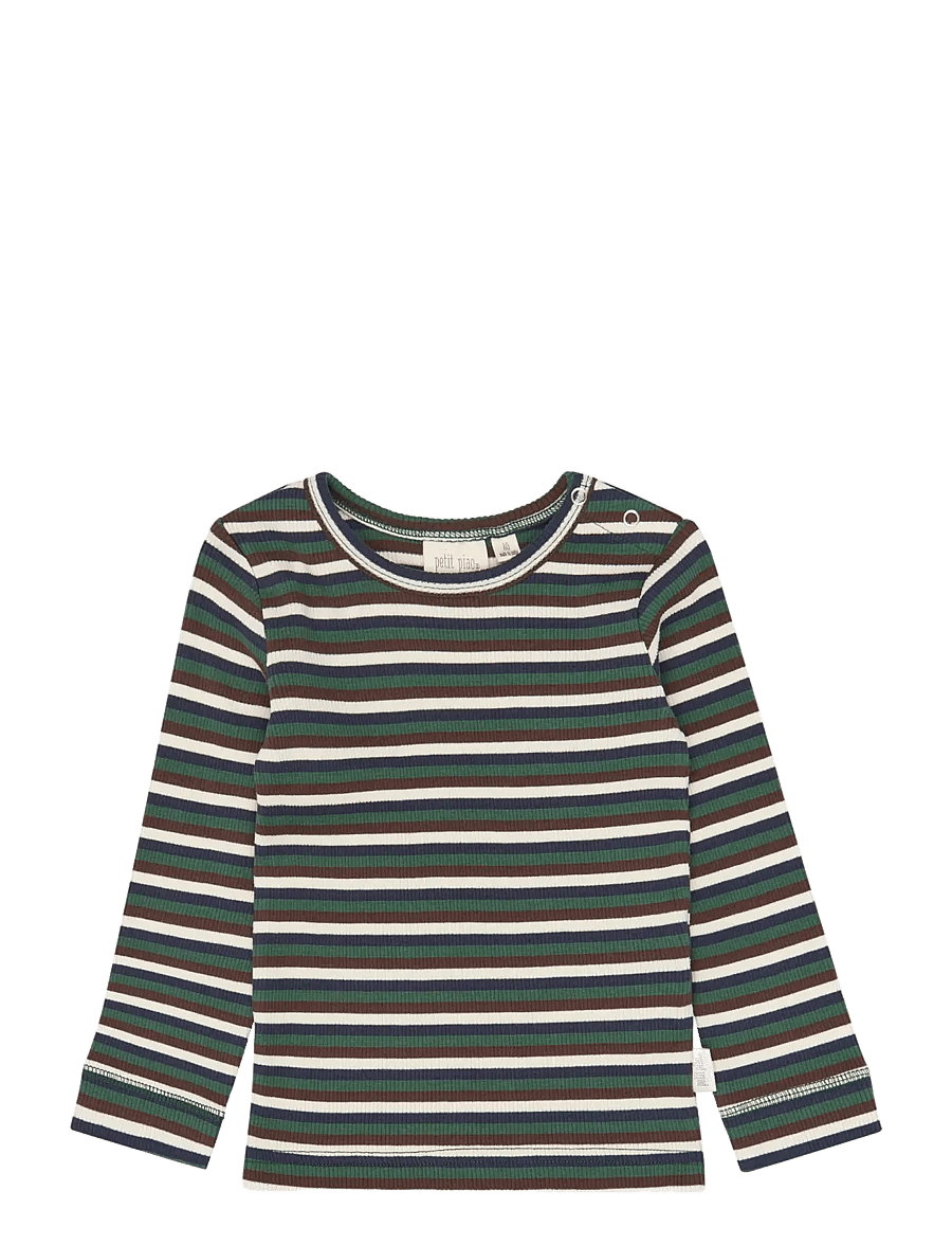 Petit Piao - PPSong L_S Tee - langärmelig - trekking green multistriped - 1